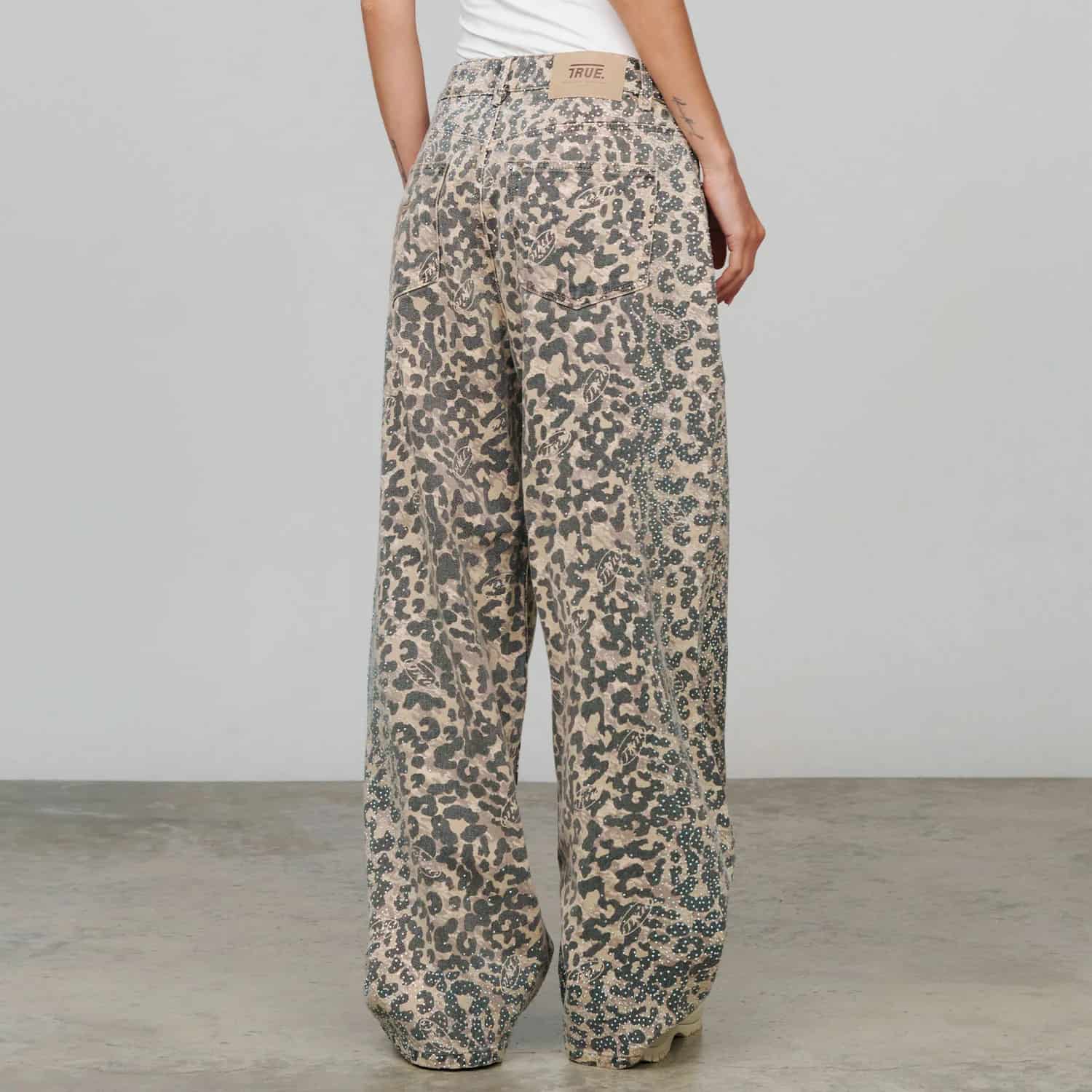 Leopard Wide Leg Jeans - Camel - miniatura 8