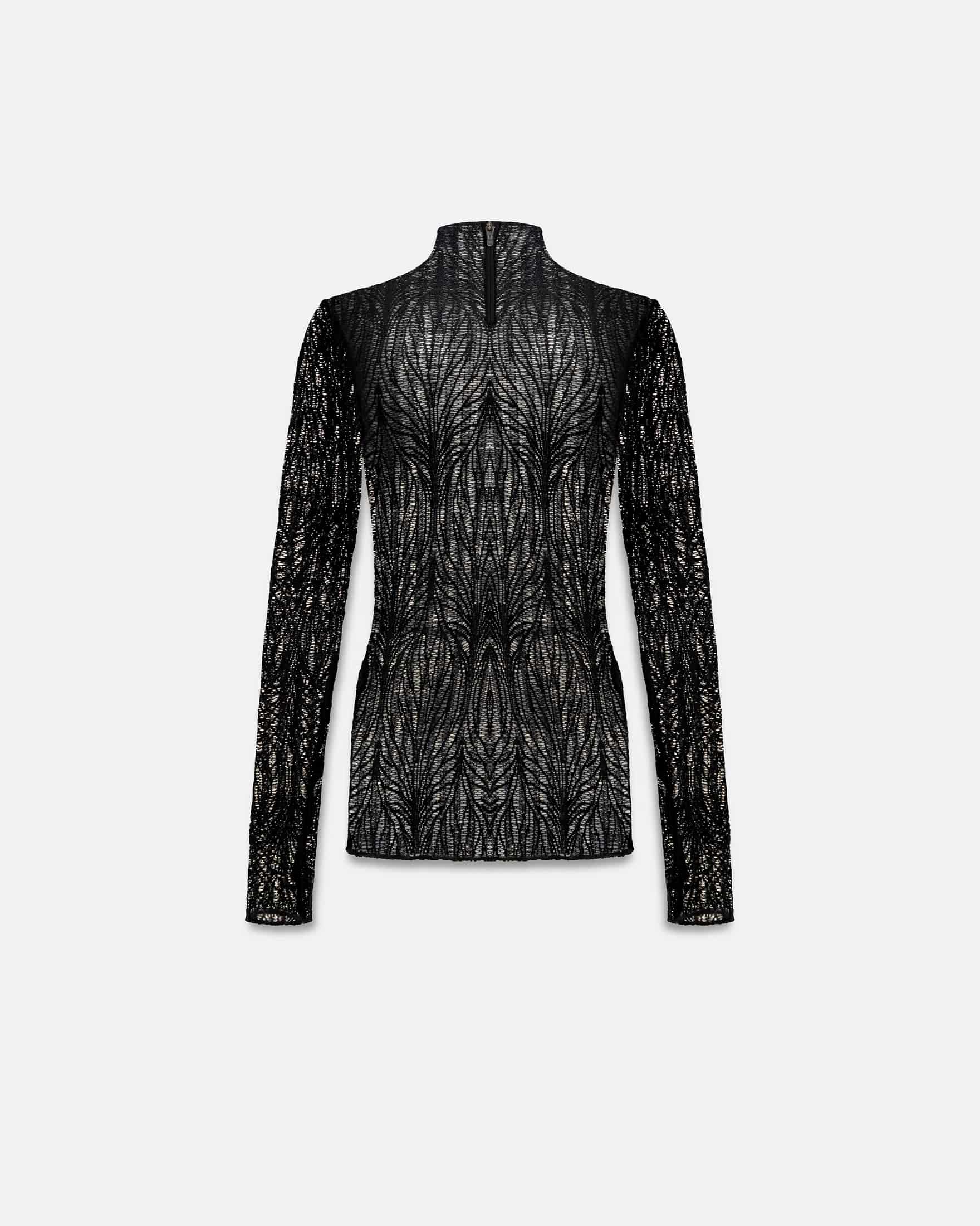 Basics Turtle Neck Top Transparent Black - miniatura 3