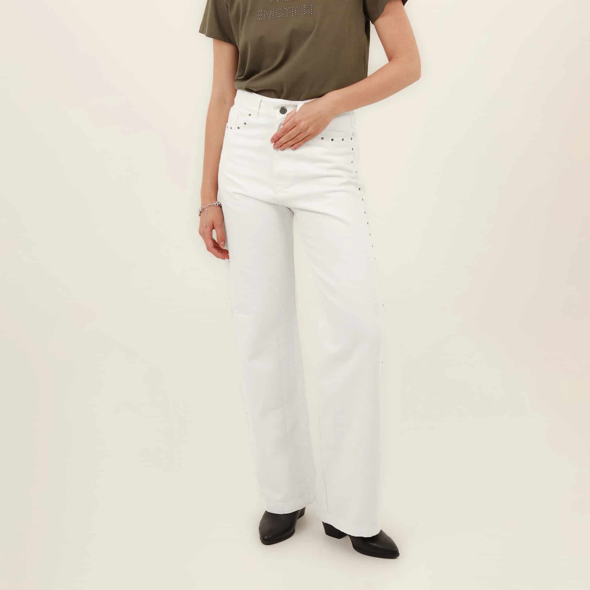 Jean palazzo bota flare con taches - miniatura 5