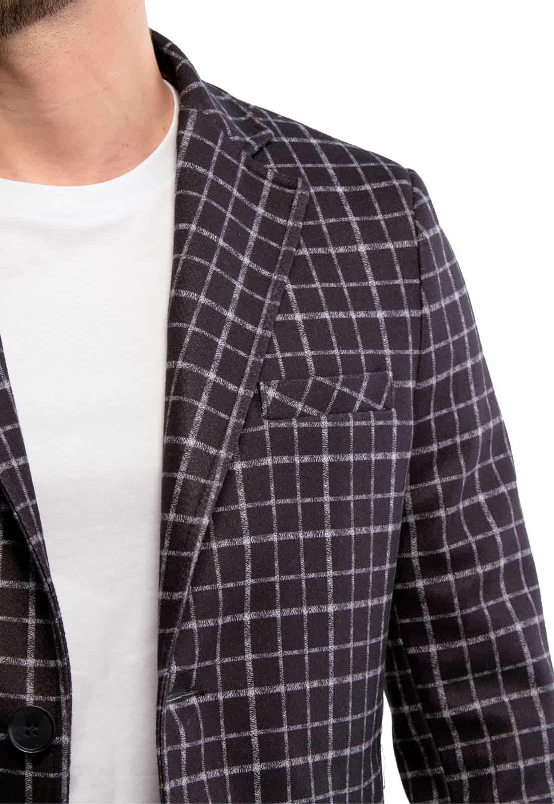 Abrigo estampado negro a cuadros - miniatura 5