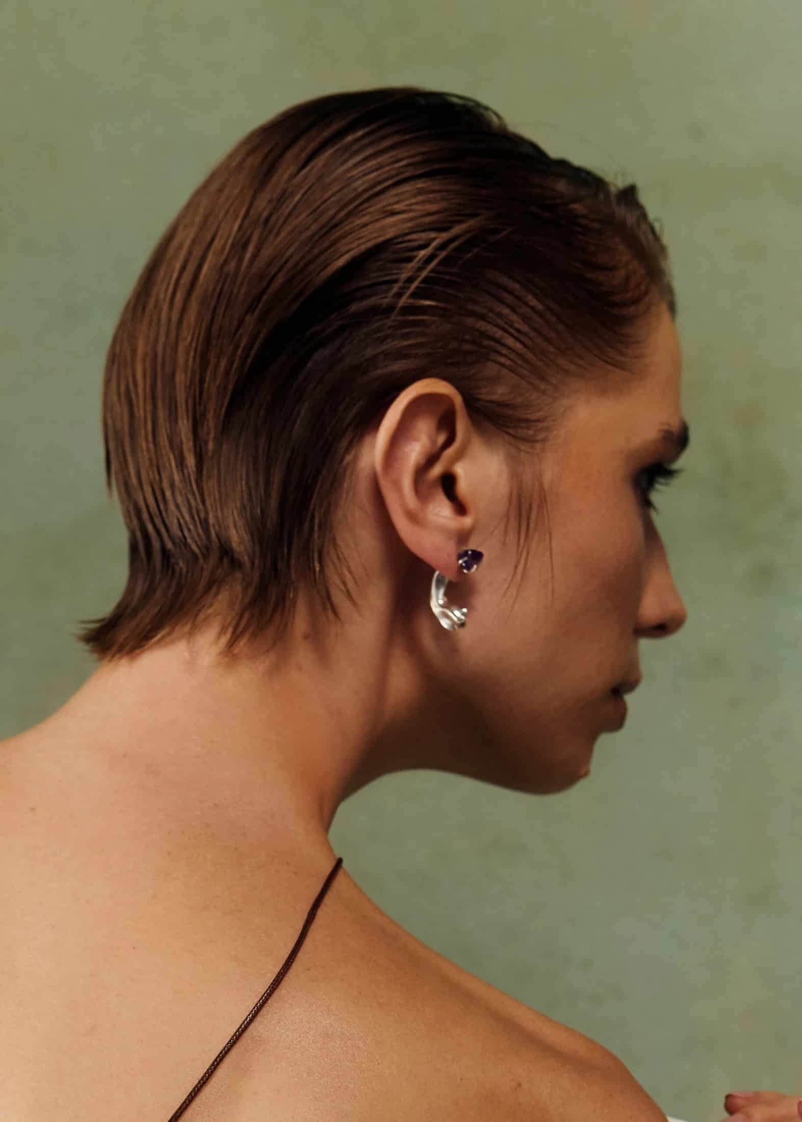 Aretes Amethyst mini Petal Curve - miniatura 2