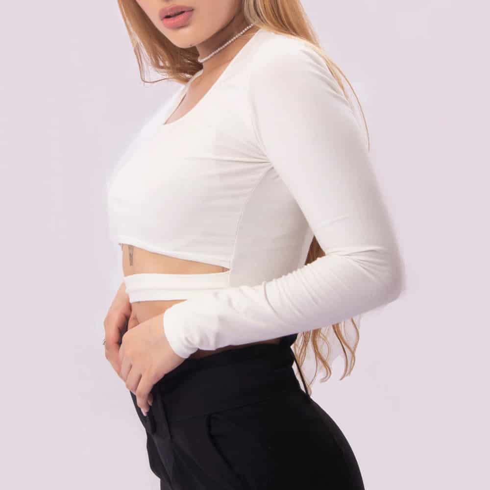 Crop Top Banda Inferior Blanco - miniatura 2