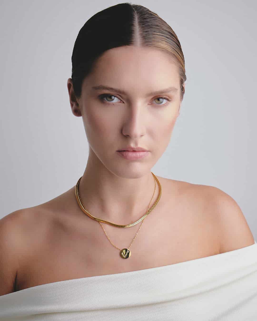Collar Curve Oro Acero Inoxidable - miniatura 3