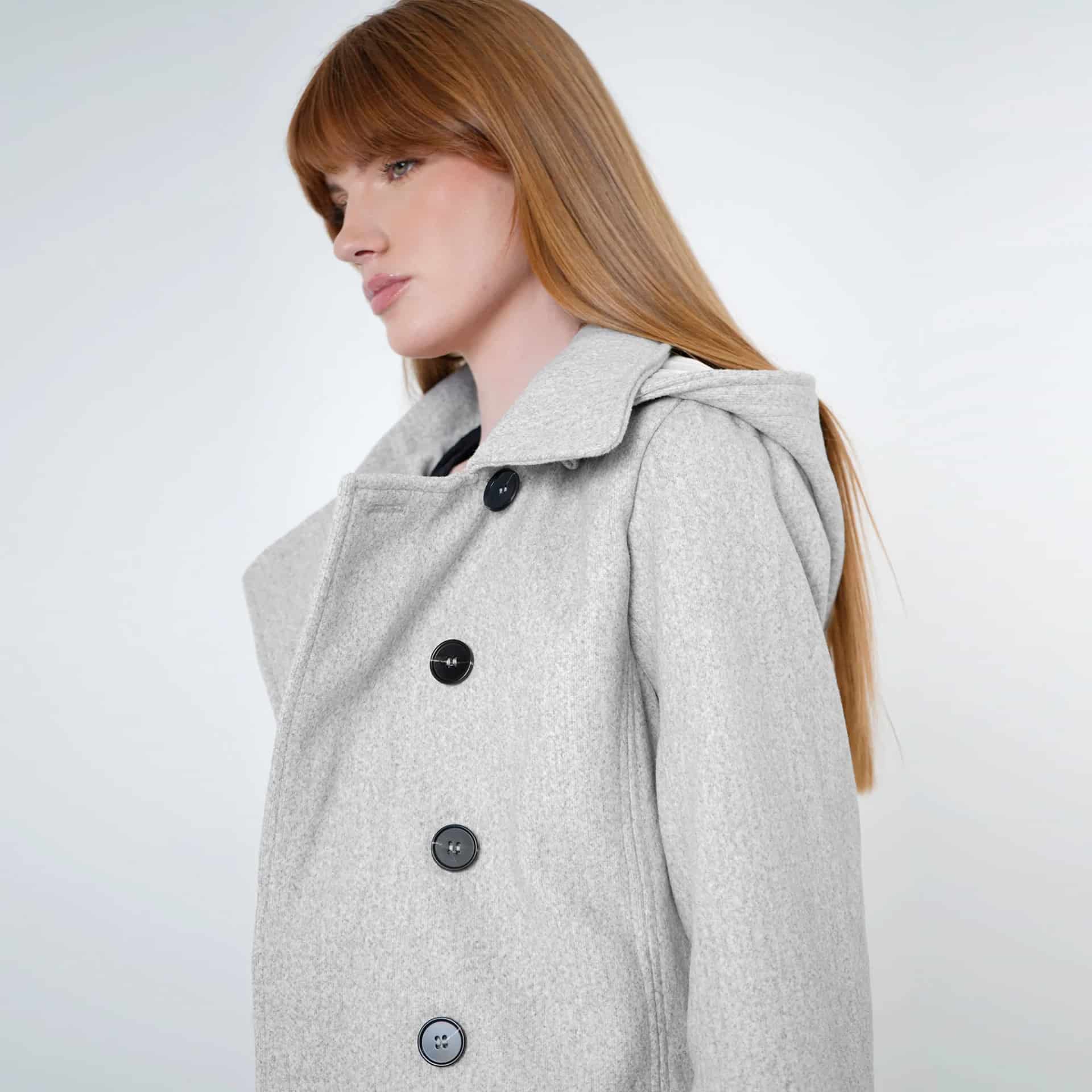 Chaqueta abrigo trench cruzado cuello solapa con capucha - miniatura 17