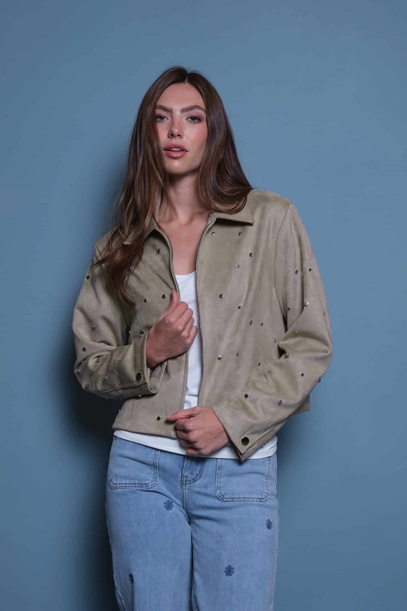 CHAQUETA GAMUZA VERDE TACHES - miniatura 1