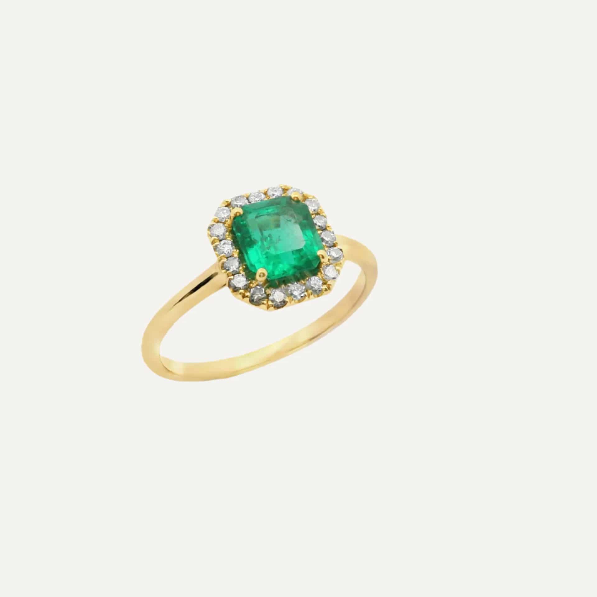 Anillo Halo Cuadrado Esmeralda premium - miniatura 8