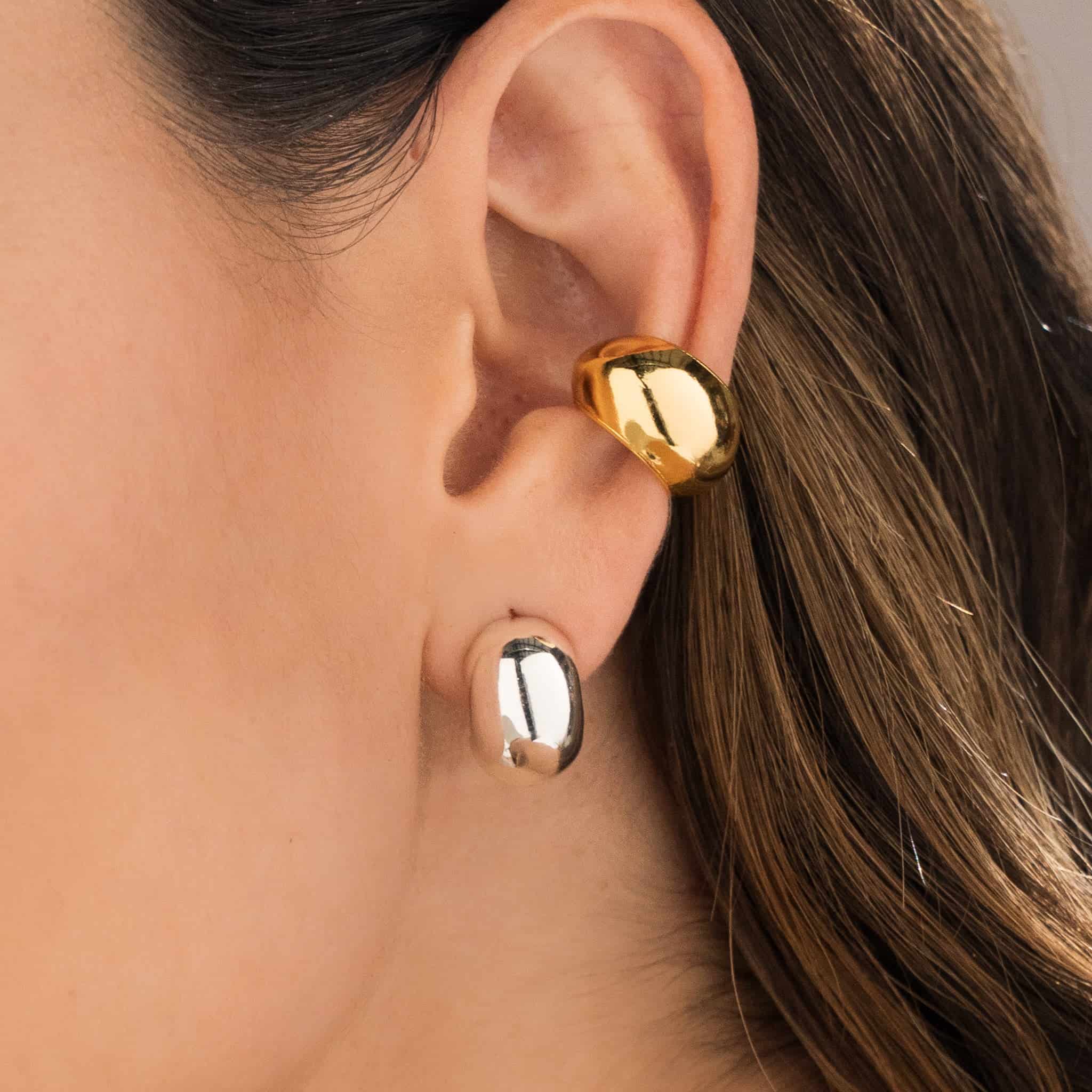 Set De 1 Par De Candongas + 1 Earcuff Oro - miniatura 1
