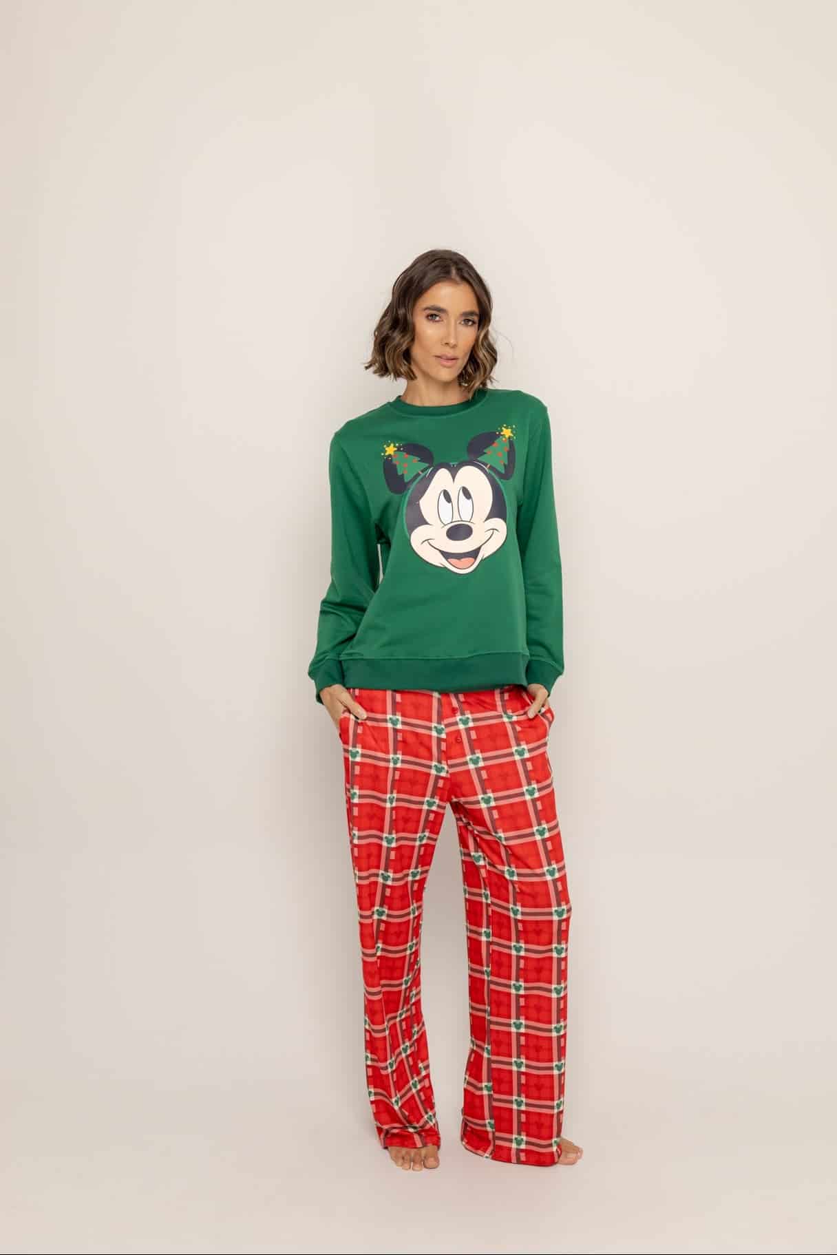 Conjunto Pantalón Crewneck Verde Navidad Mickey - miniatura 2
