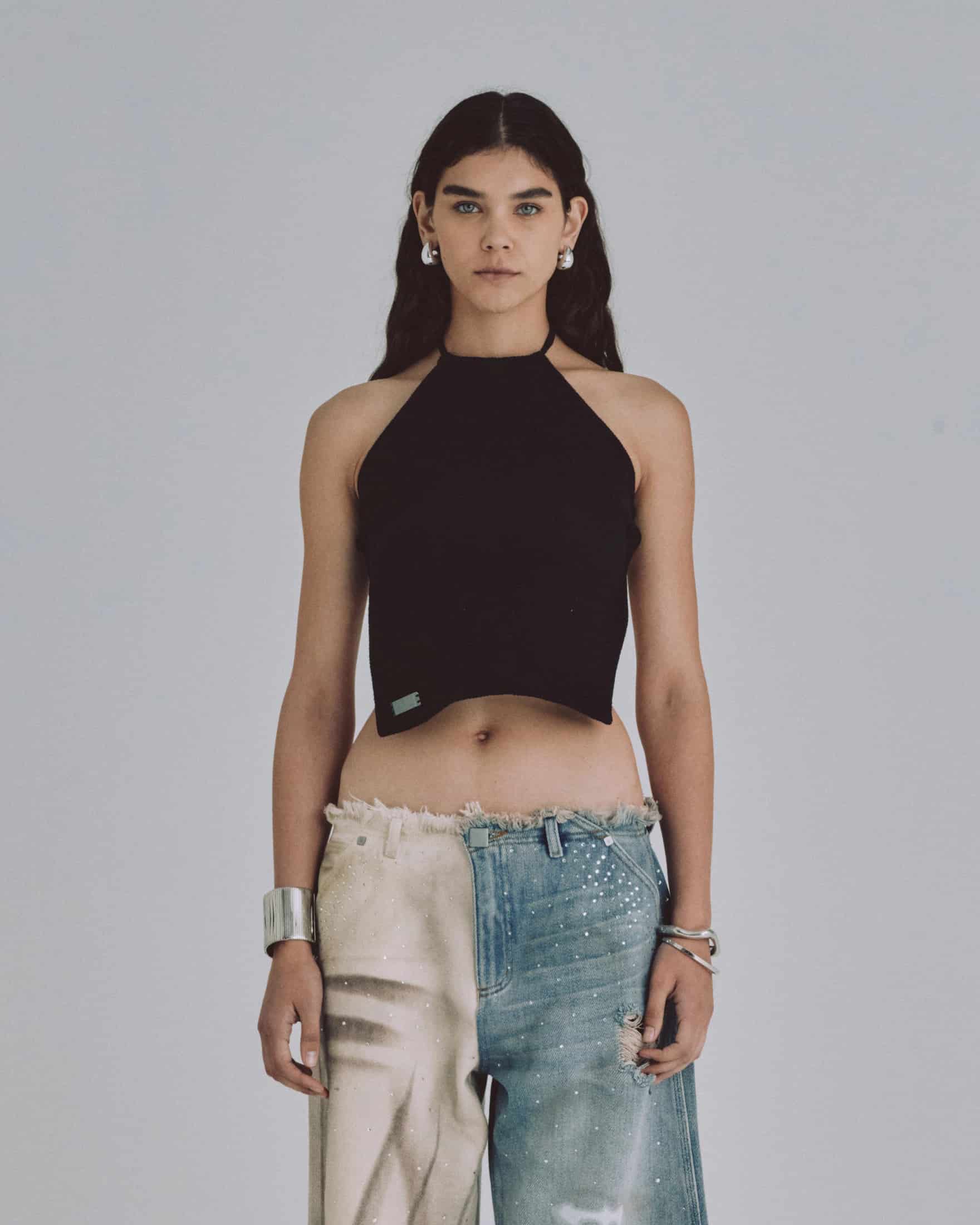 W Basics Knit Strap Top Black - miniatura 2