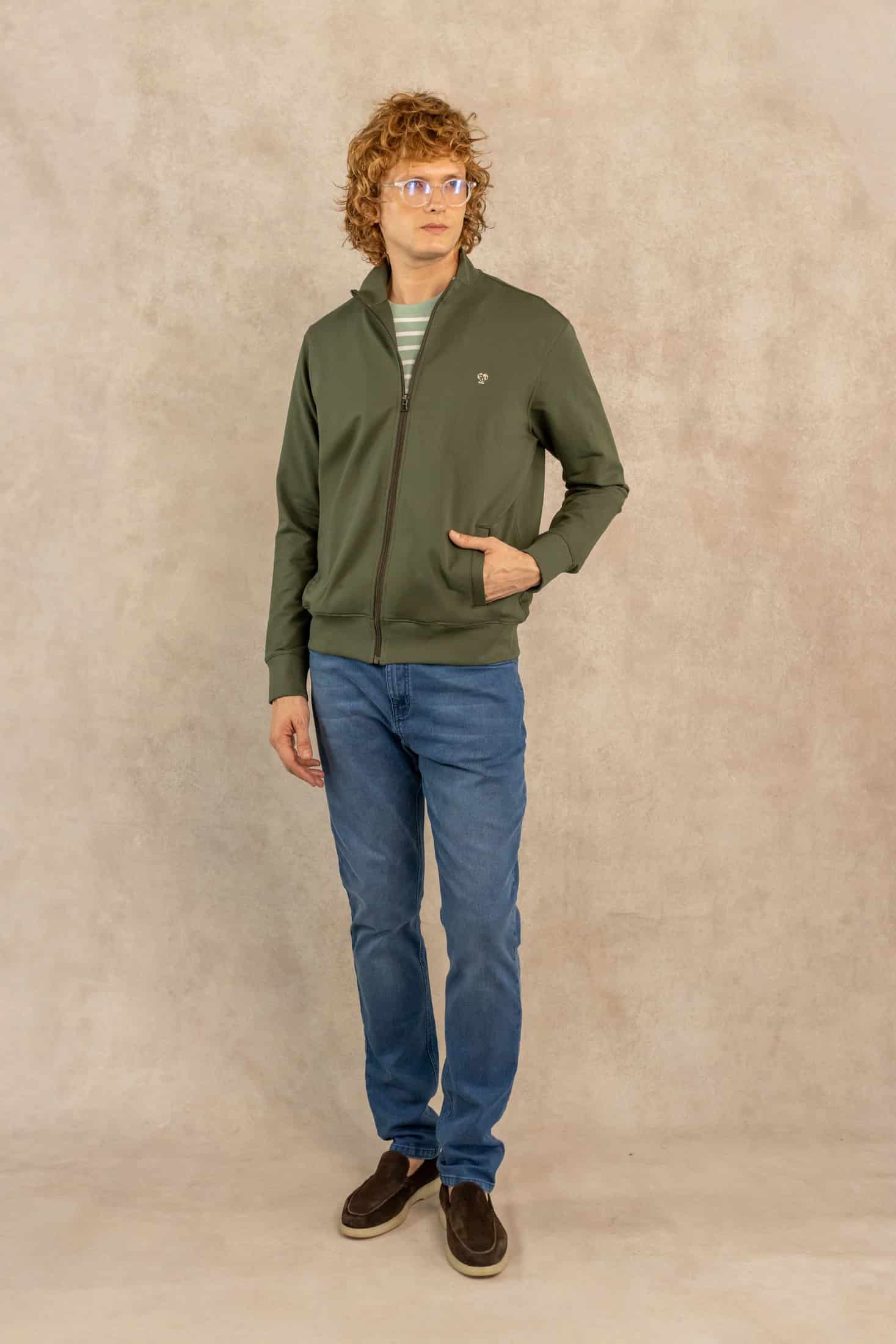 Full-Zip Antimanchas Verde Militar - miniatura 2