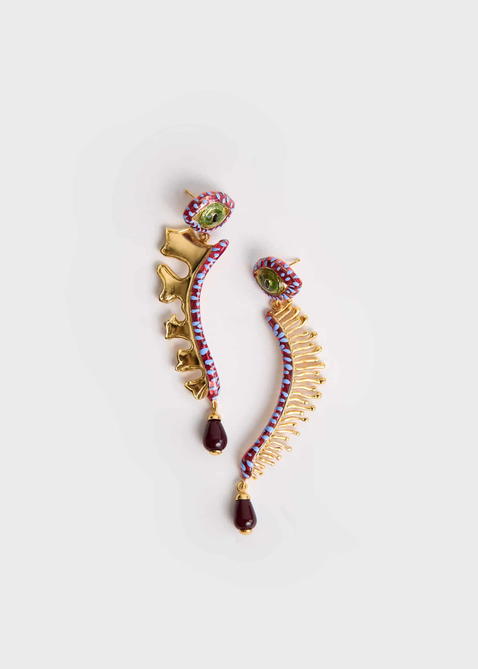 Aretes Largos Cat Eye Burgundy - miniatura 1