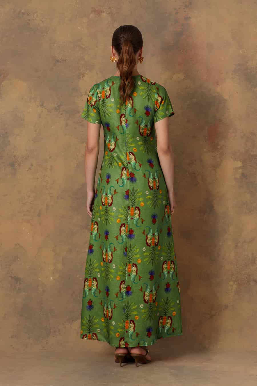 Wome's dress linen marea green - miniatura 4