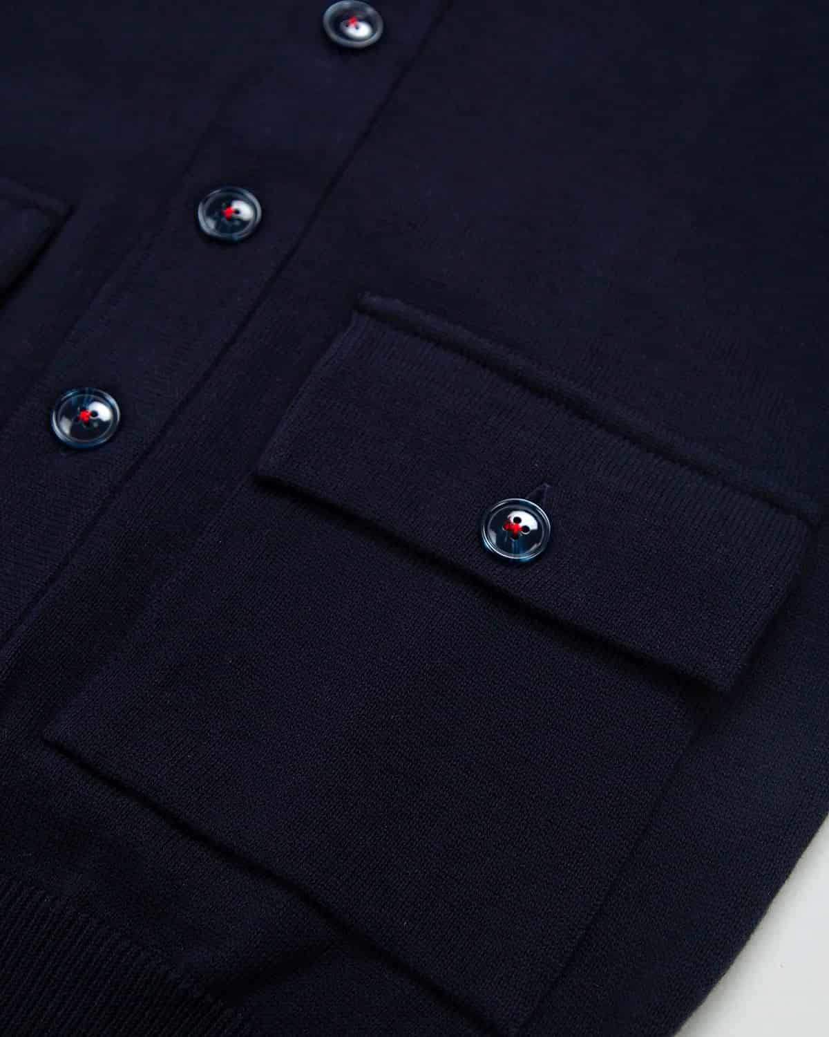 Chaqueta Punto Botón Contraste Algodón Azul Oscuro - miniatura 3
