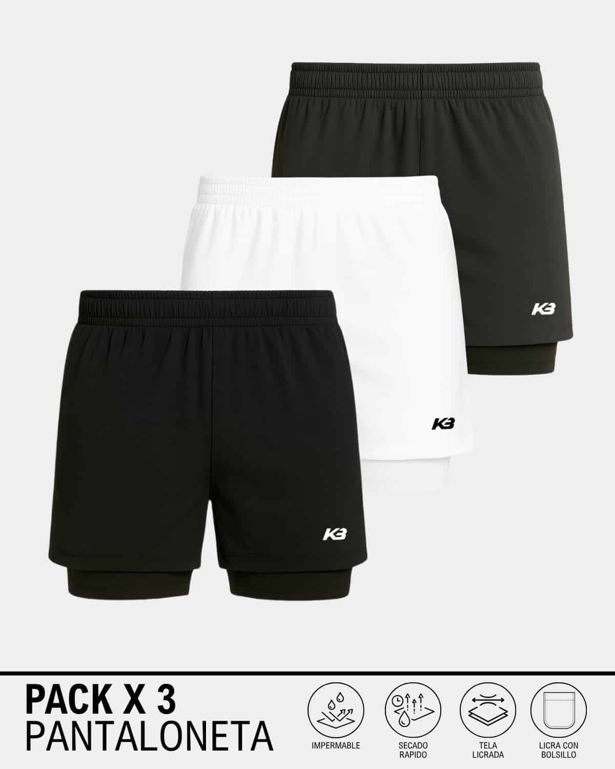PACK X3 Pantaloneta con Licra Ref 103 | KBMEN RF.365 - miniatura 2