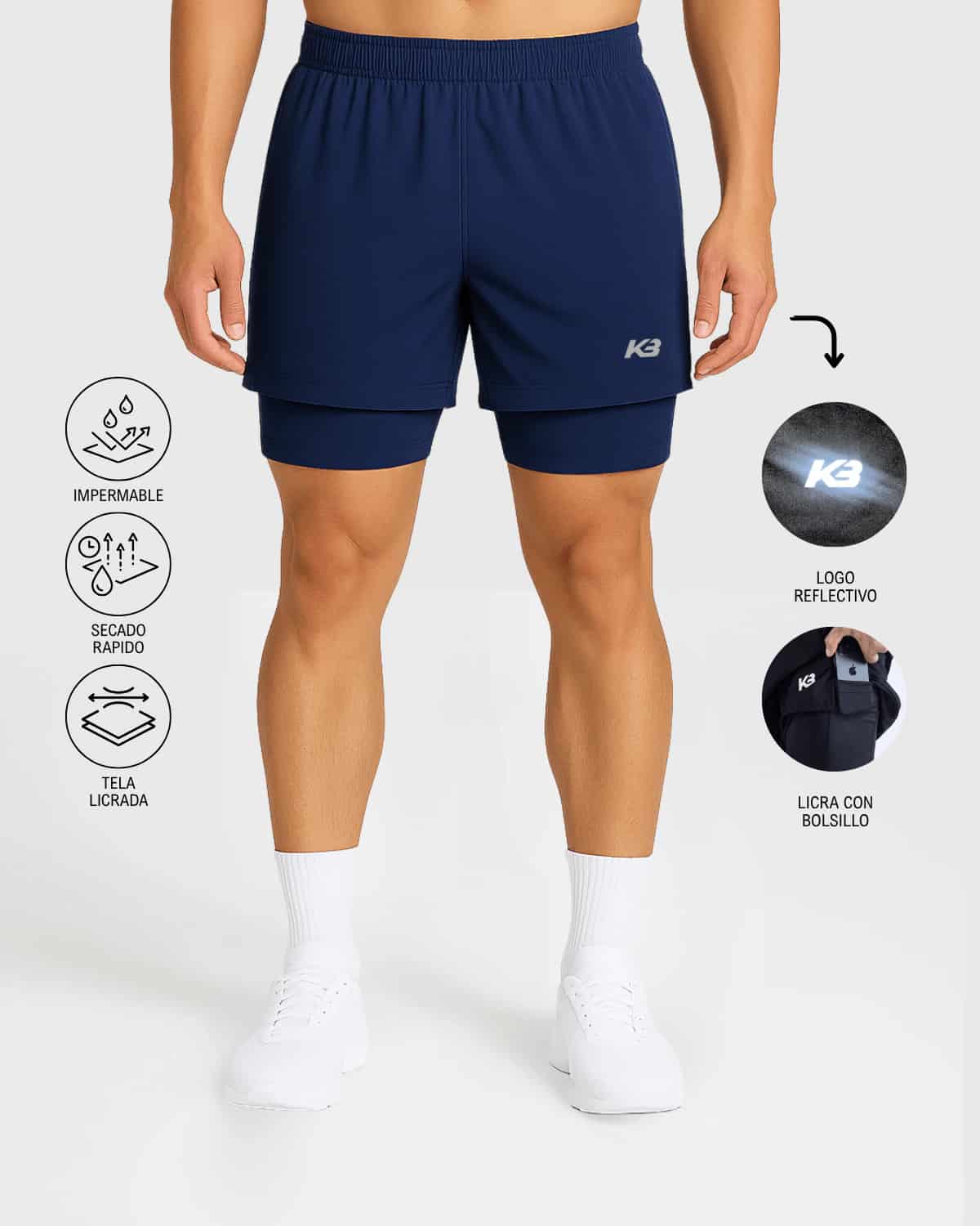 Pantaloneta Running Con Licra ┃KBMEN RF.343 - miniatura 4