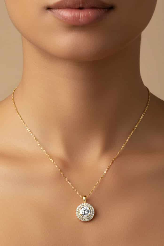 Double Halo Necklace Gold - miniatura 2