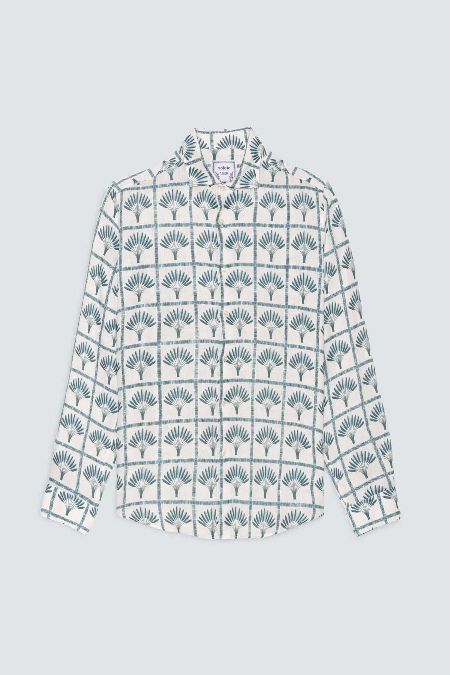Men's linen shirt navy palmar - miniatura 1