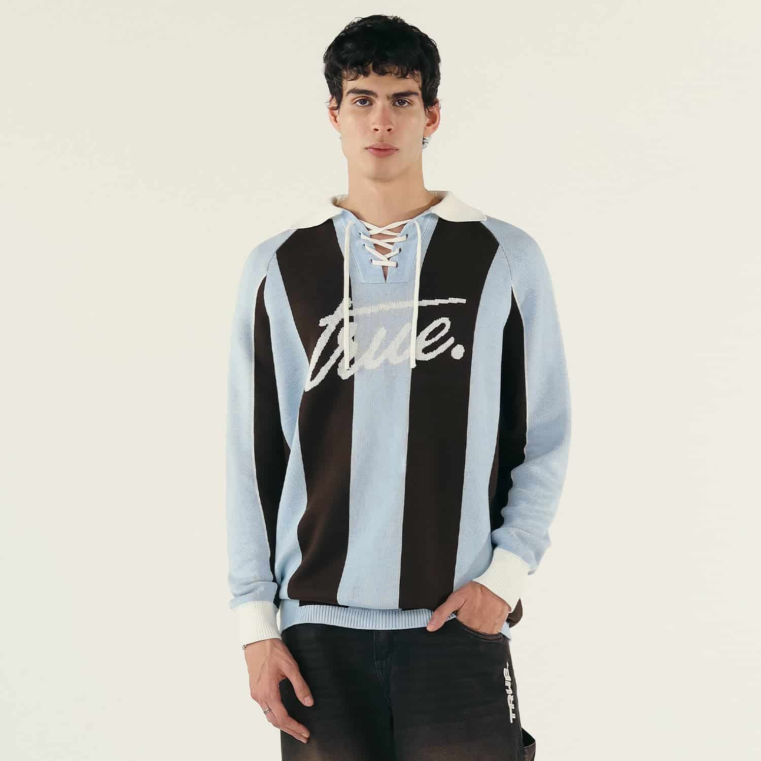 Striped Knit Polo - Blue - miniatura 2