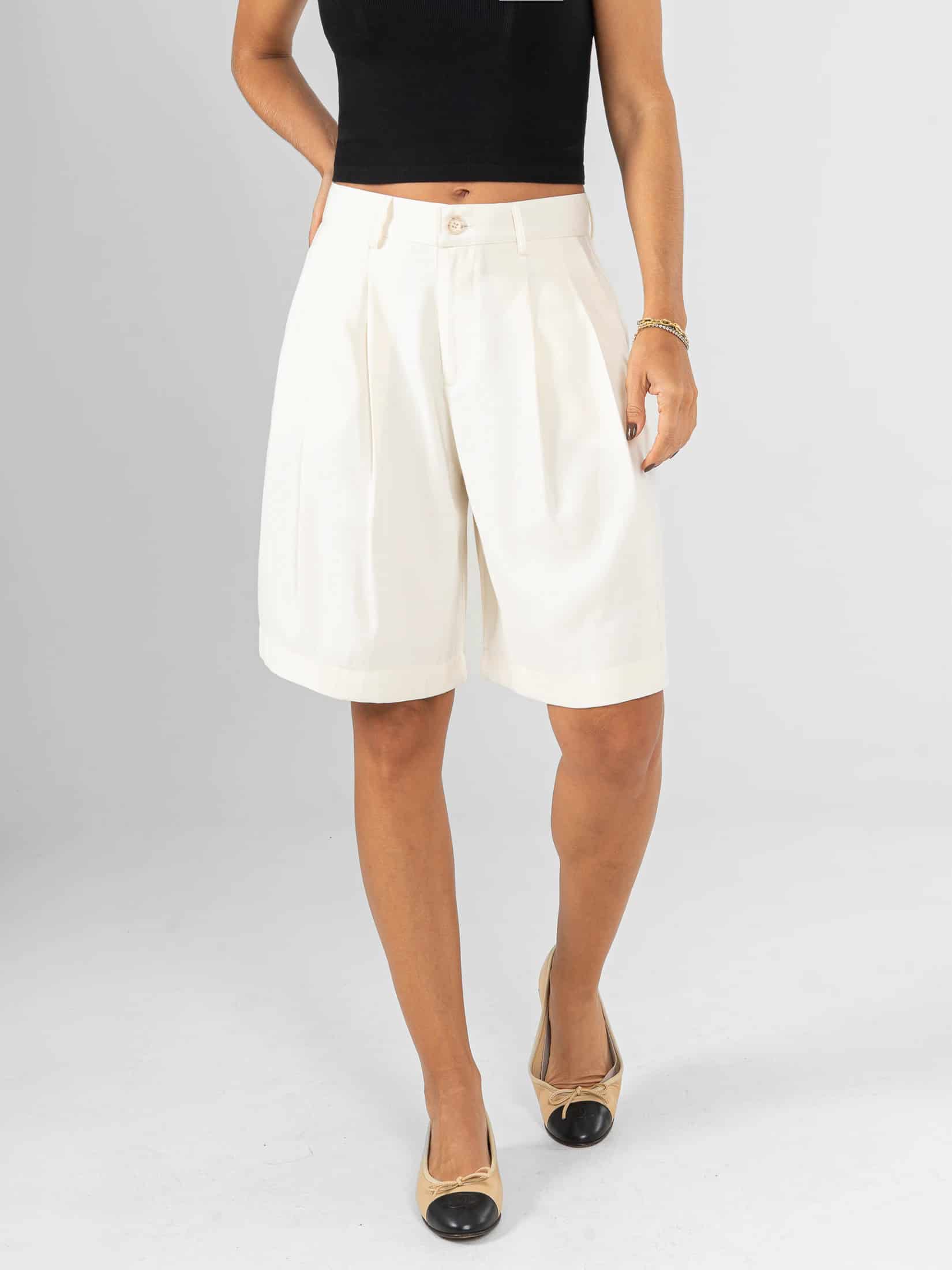 Ref: 0620457 Bermuda, prenses, tejido plano liviano, tiro alto, tono ivory. - miniatura 3