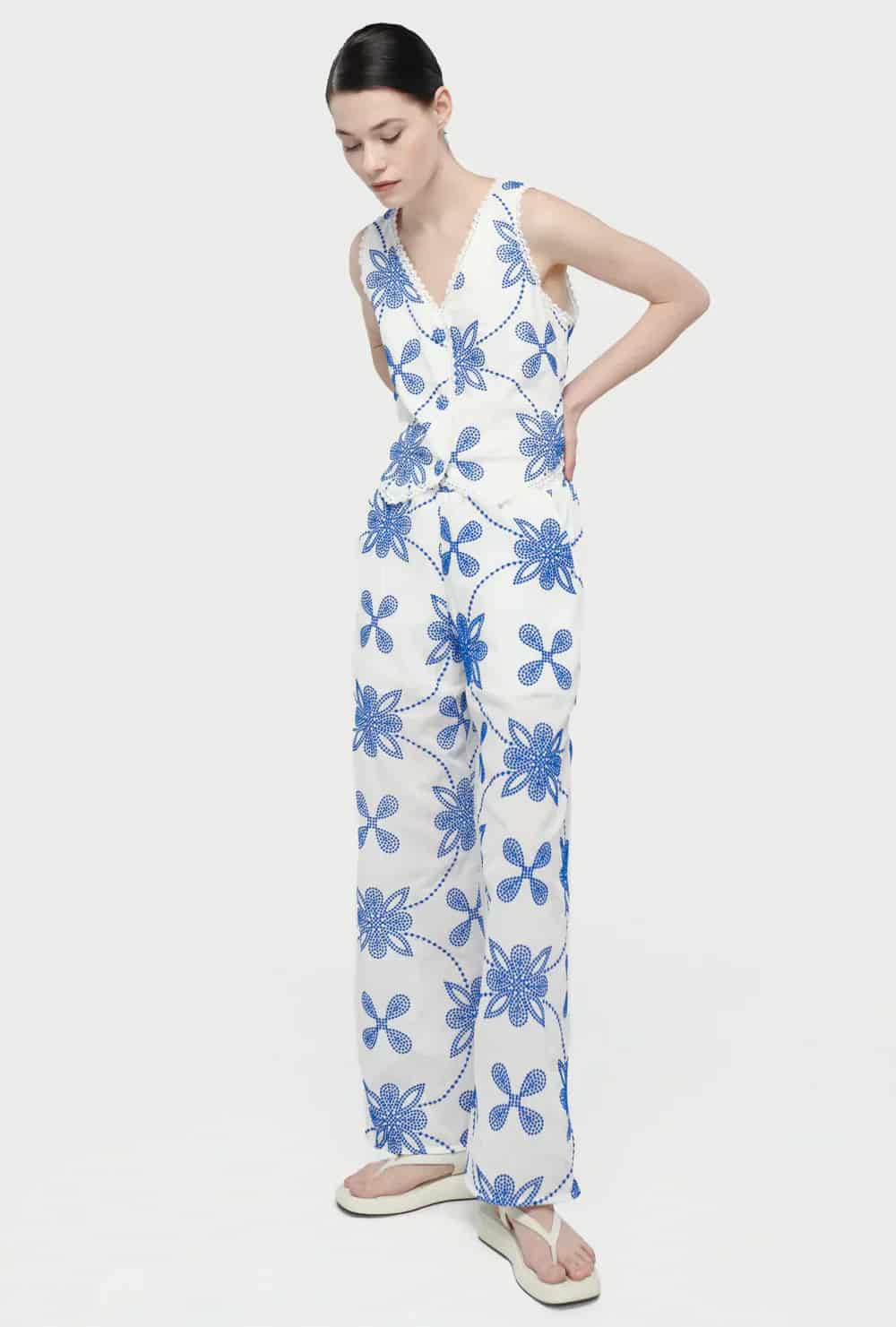 DAPHNE PANTS WHITE/BLUE - miniatura 2