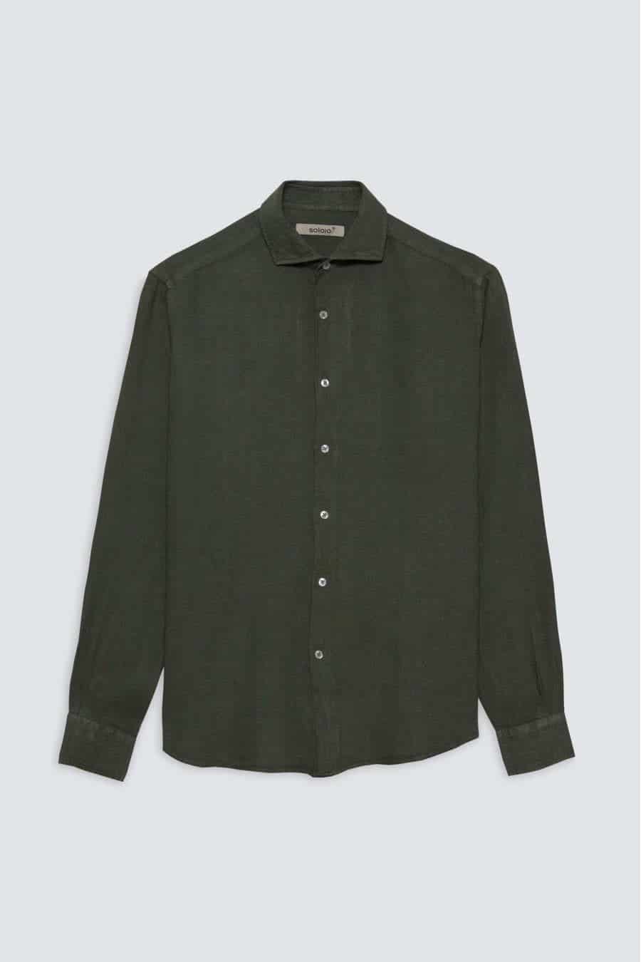 Men's linen shirt military green - miniatura 1