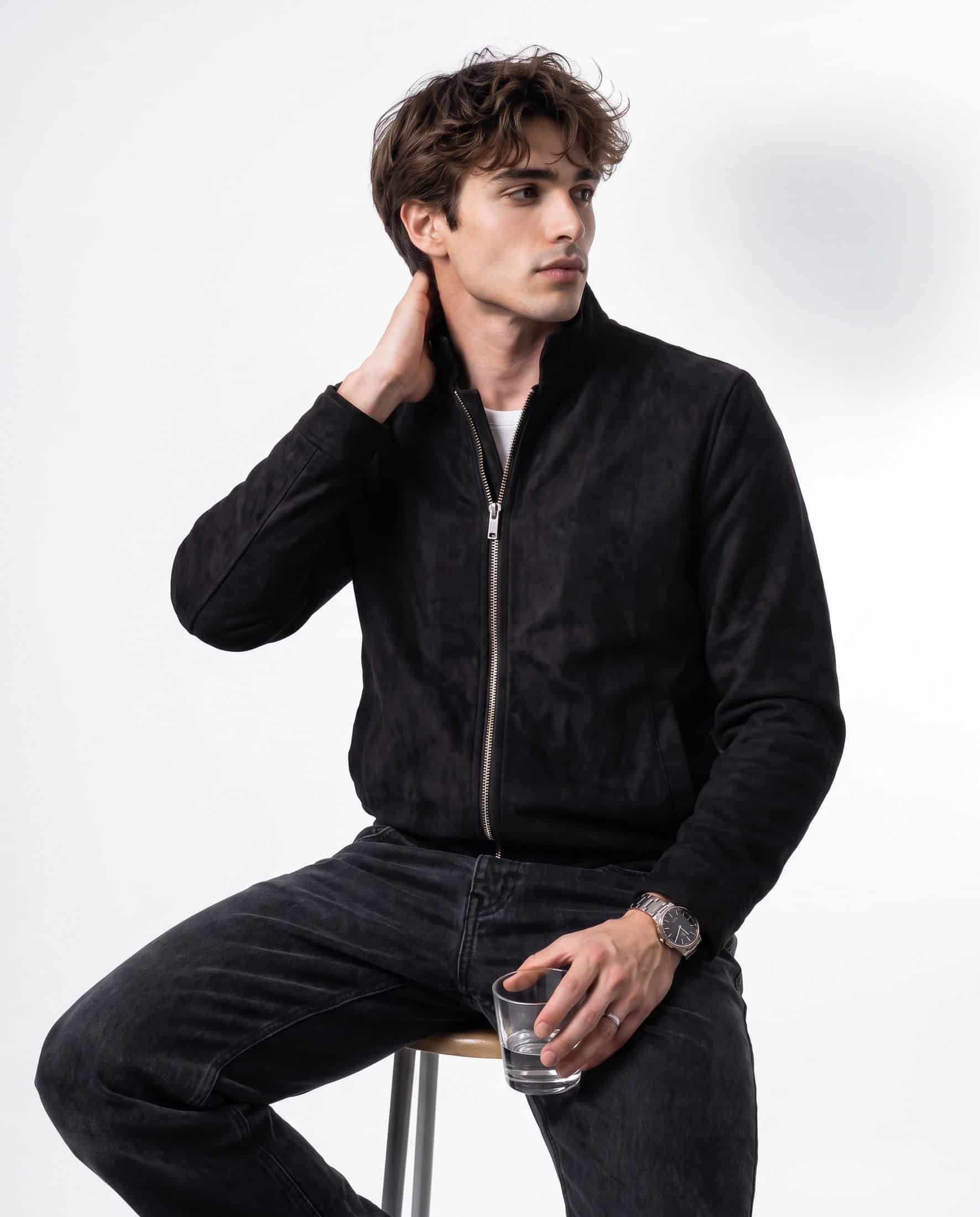Chaqueta Cambridge Gamuza Negra Hombre - miniatura 3