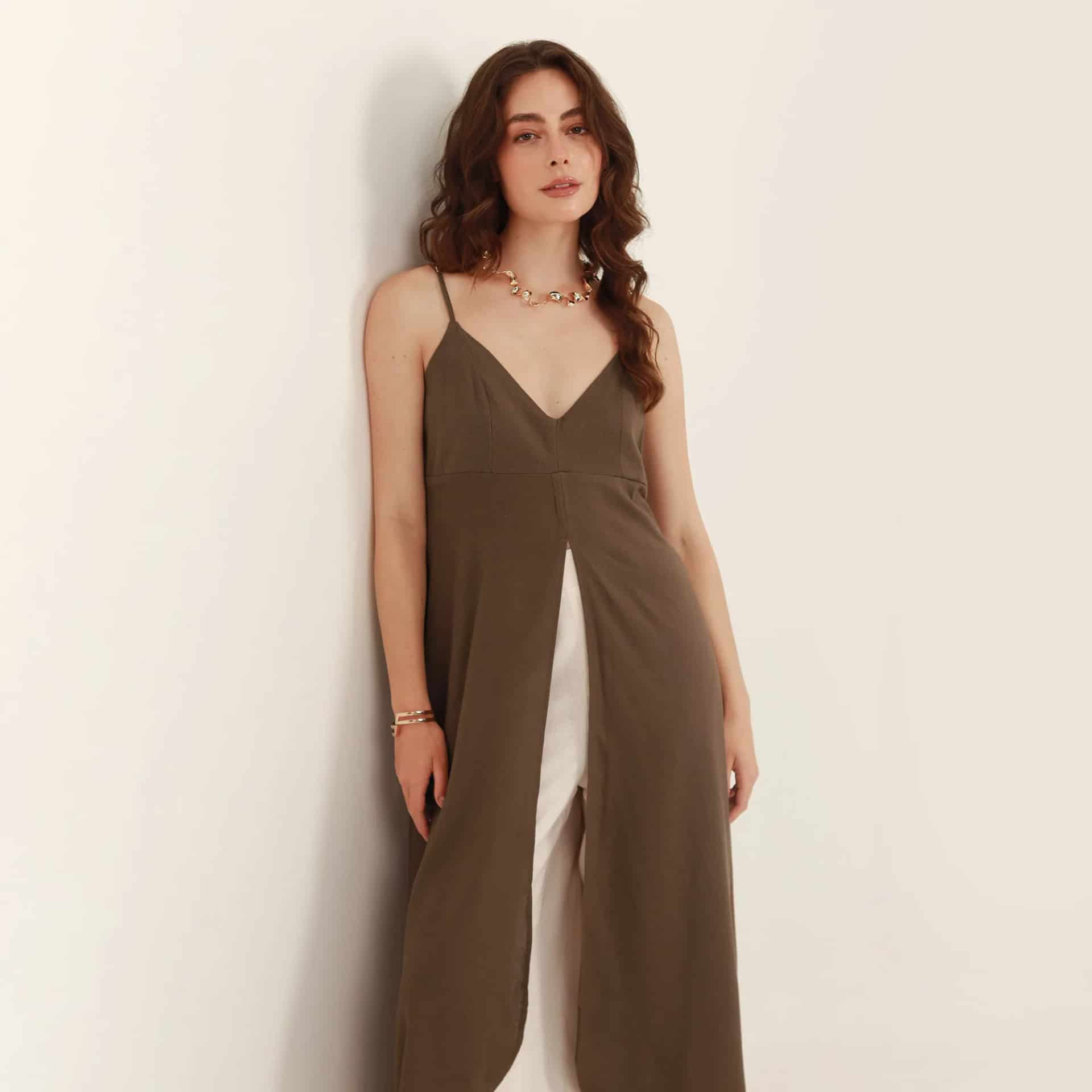 Vestido  Sobretodo Cuello V Manga Sisa - miniatura 2