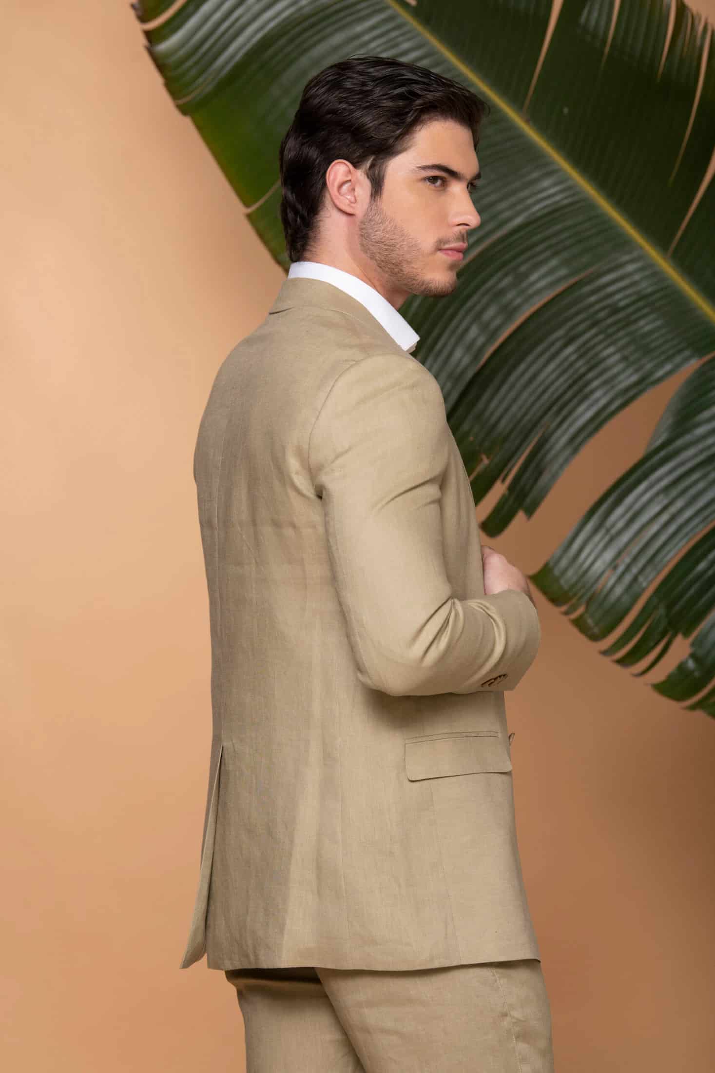 Traje Slim Fit 100% Lino Verde Aloe - miniatura 9