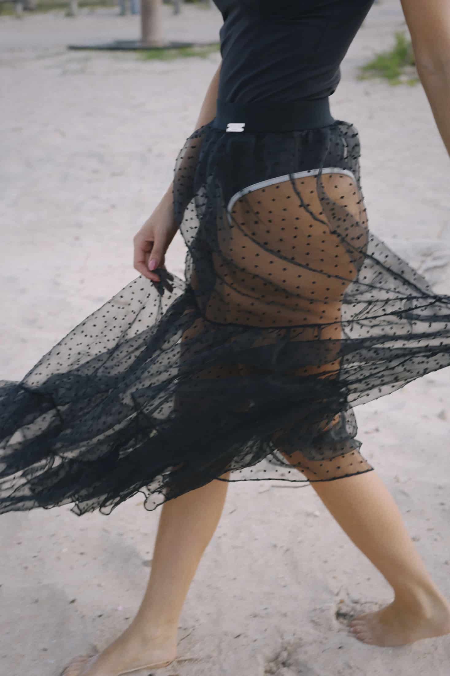 TULLE DOT SKIRT BLACK - miniatura 3