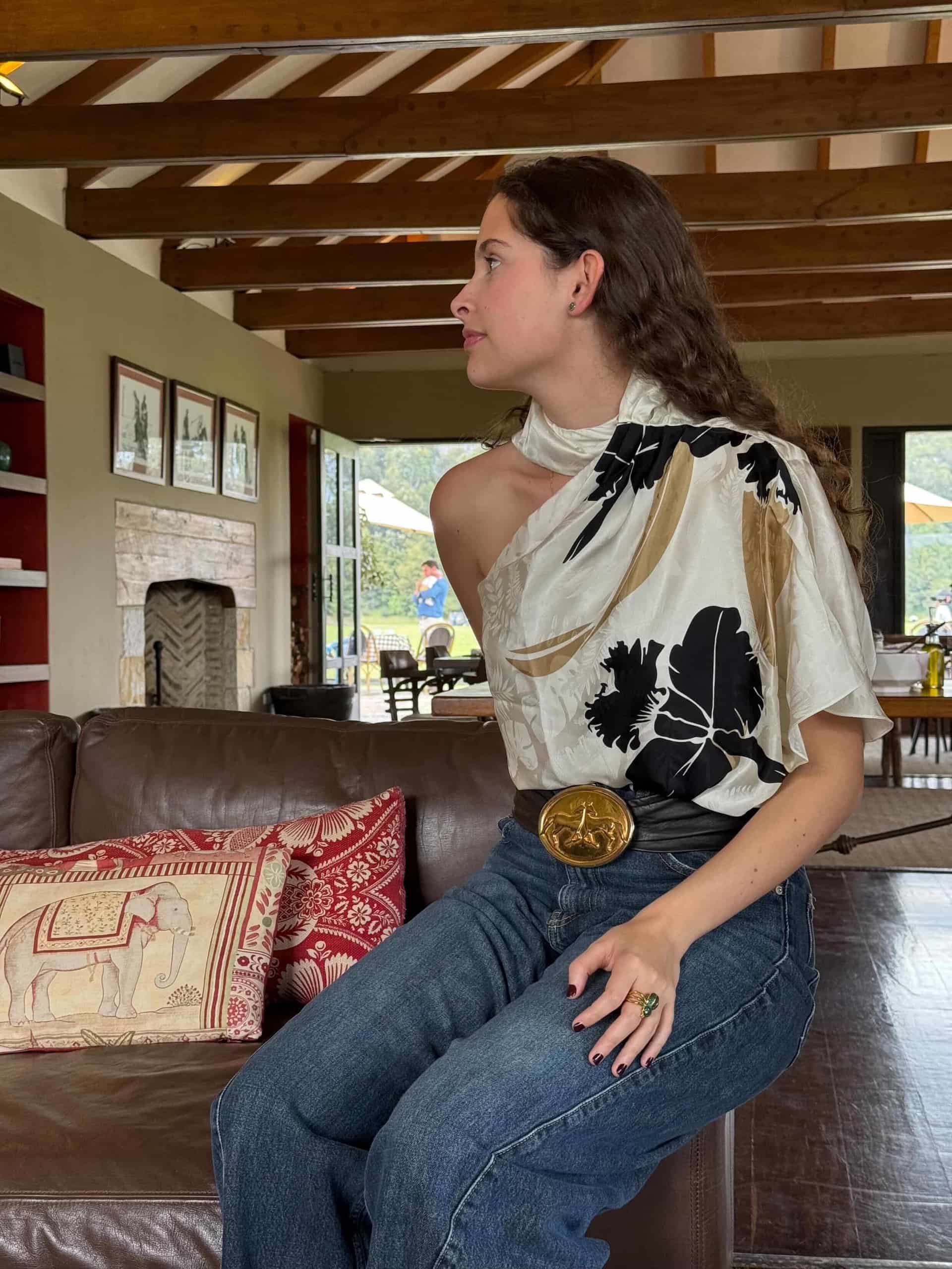 Chiminango Silk Jacquard Blouse / Black Orchids - miniatura 3