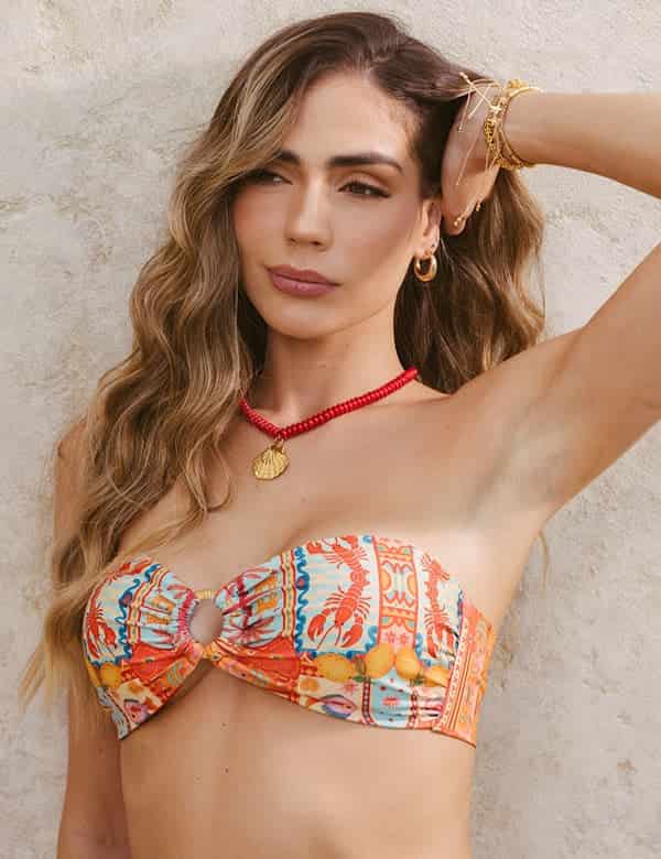 Set Strapless Dolce Verano Estampado Naranja - miniatura 3