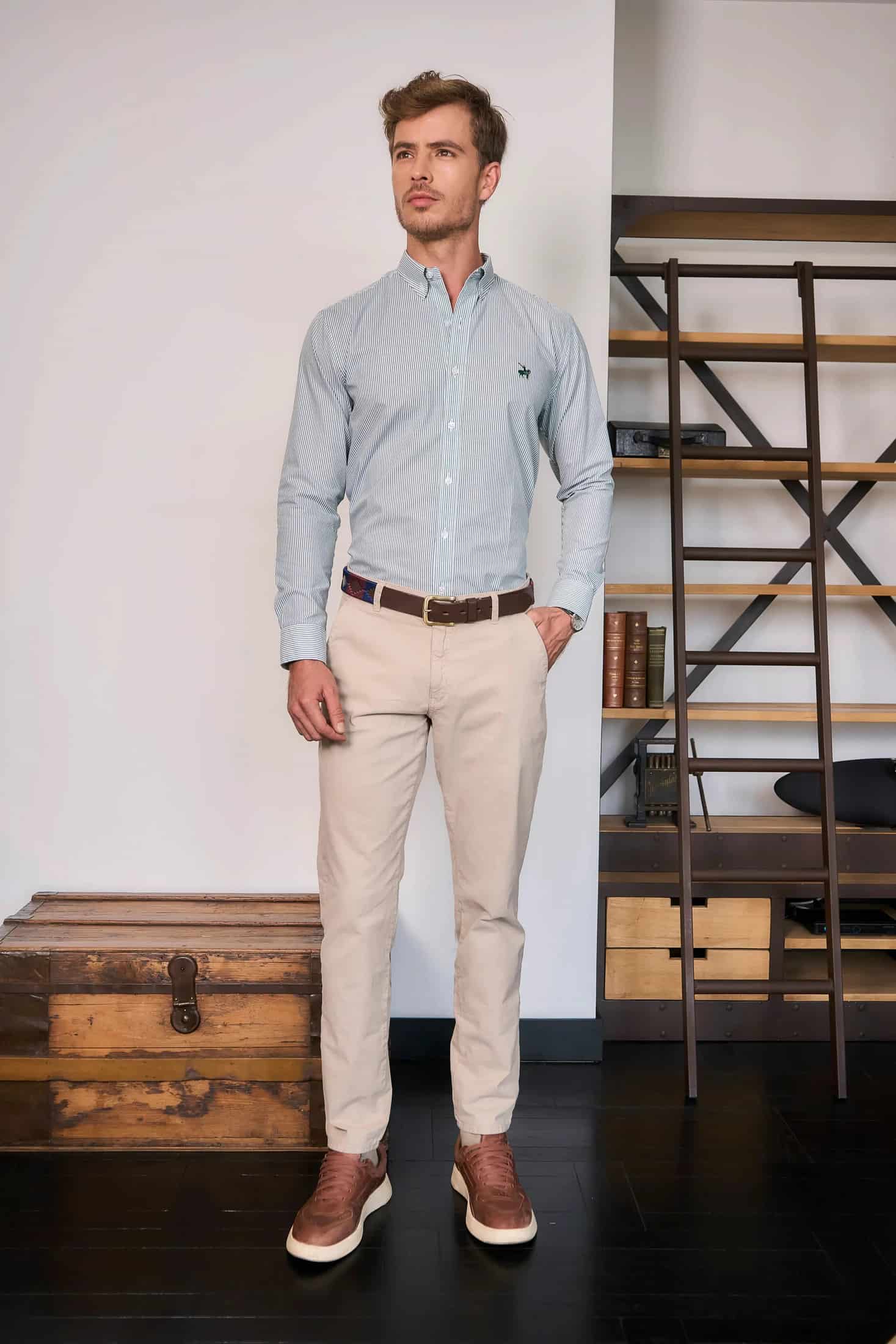 Camisa Hombre Rayas verdes - miniatura 4