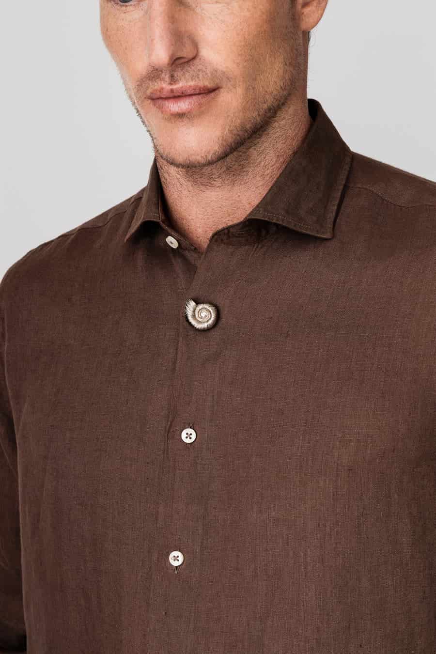 Men's linen shirt deeptaupe - miniatura 7