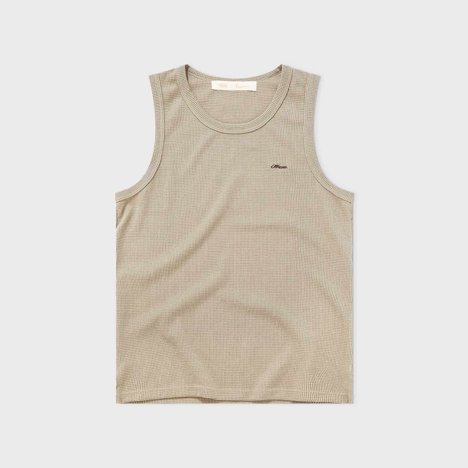 Textured Sleeveless T-Shirt - Sand - miniatura 1