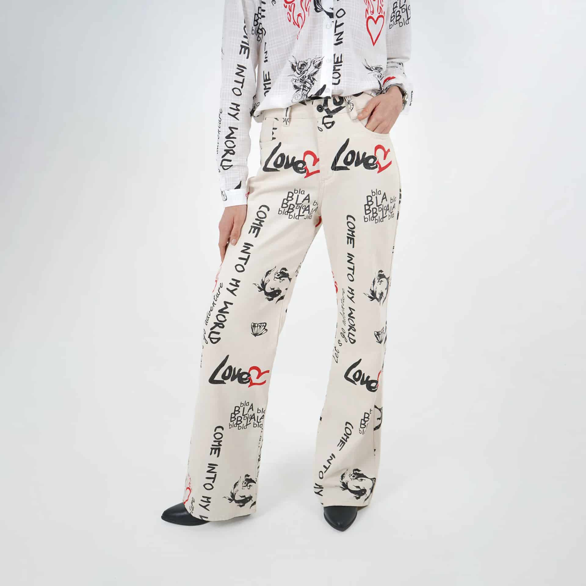Pantalón estampado textos bota recta - miniatura 3