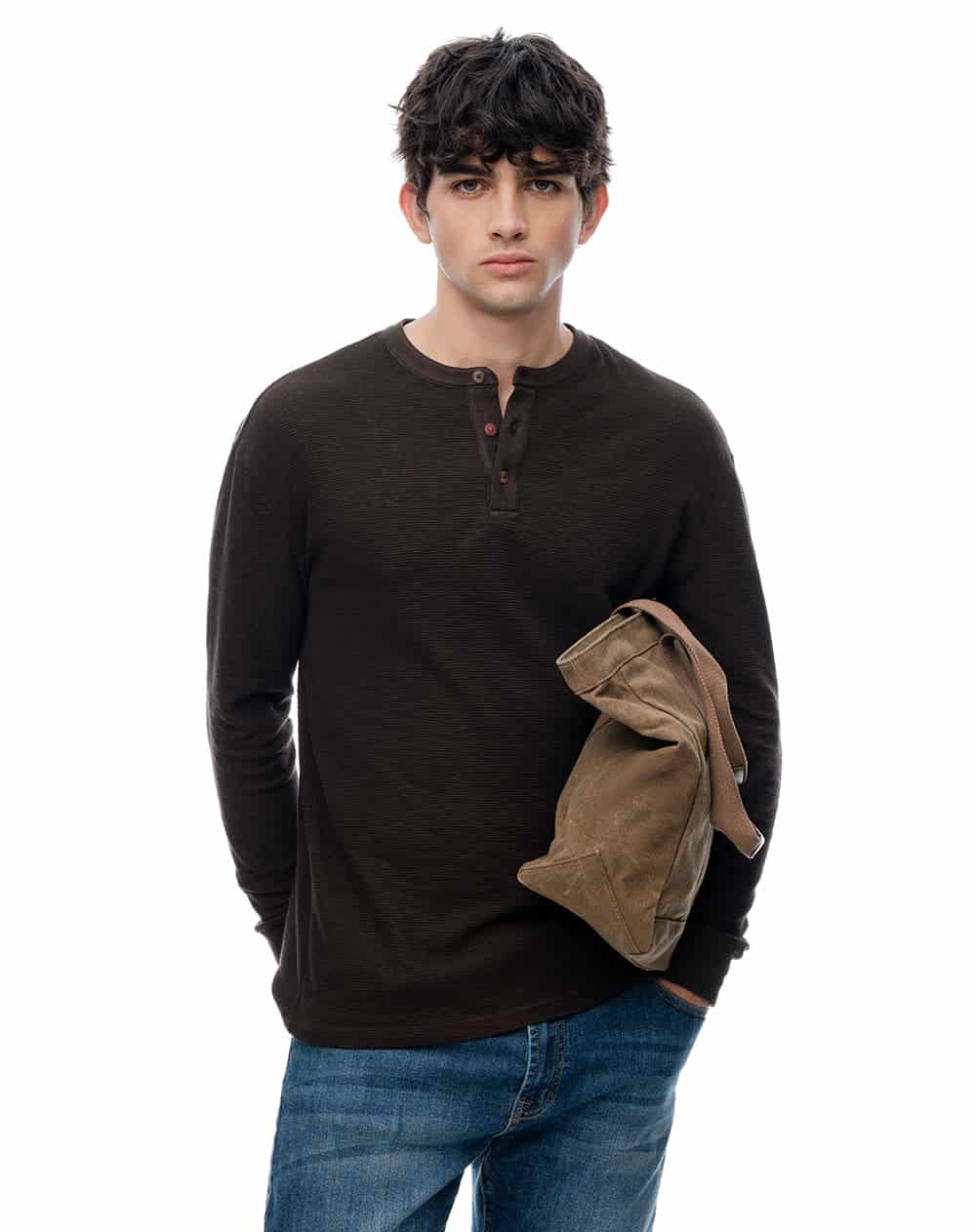 Camibuzo regular algodón negro hombre - miniatura 2