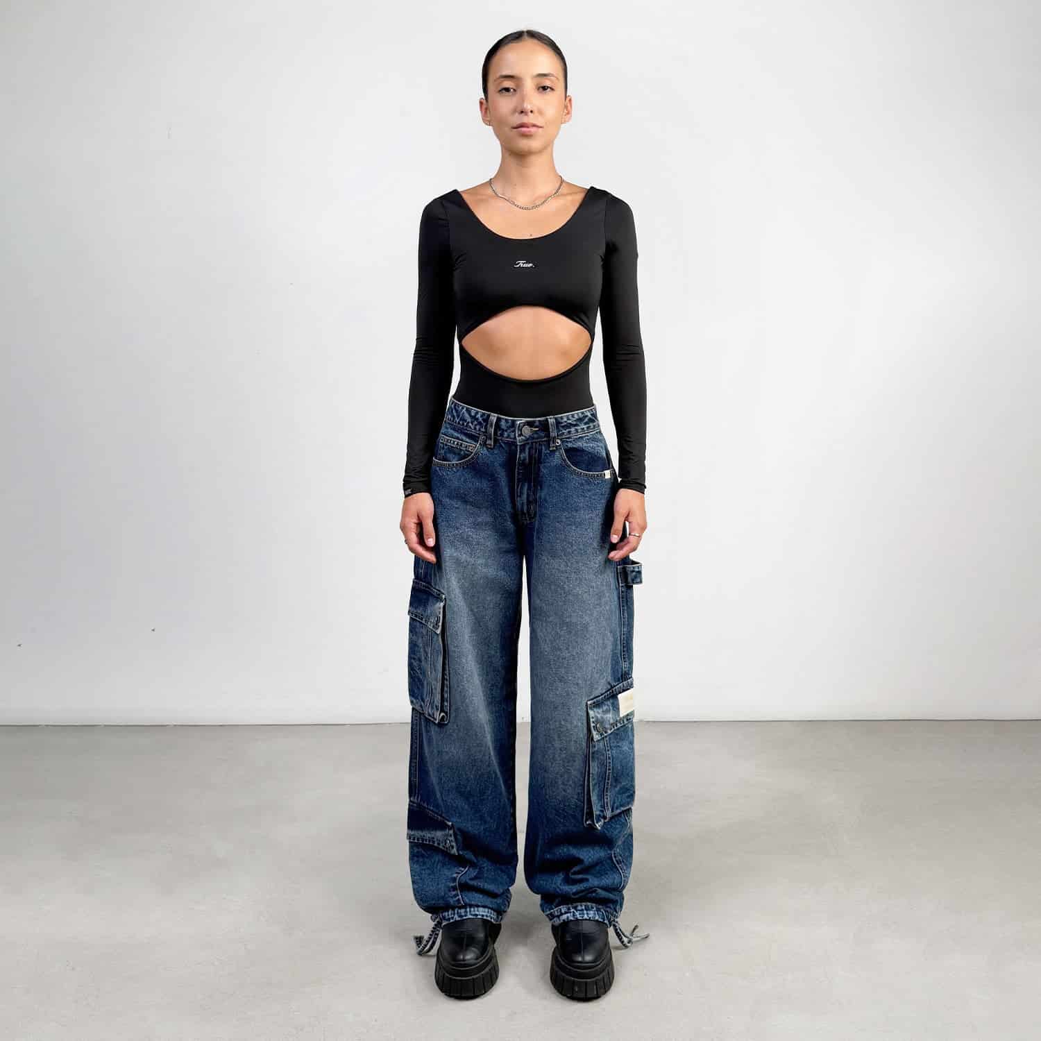 Cargo Multi-Pocket Denim Pants - Deep Blue - miniatura 4