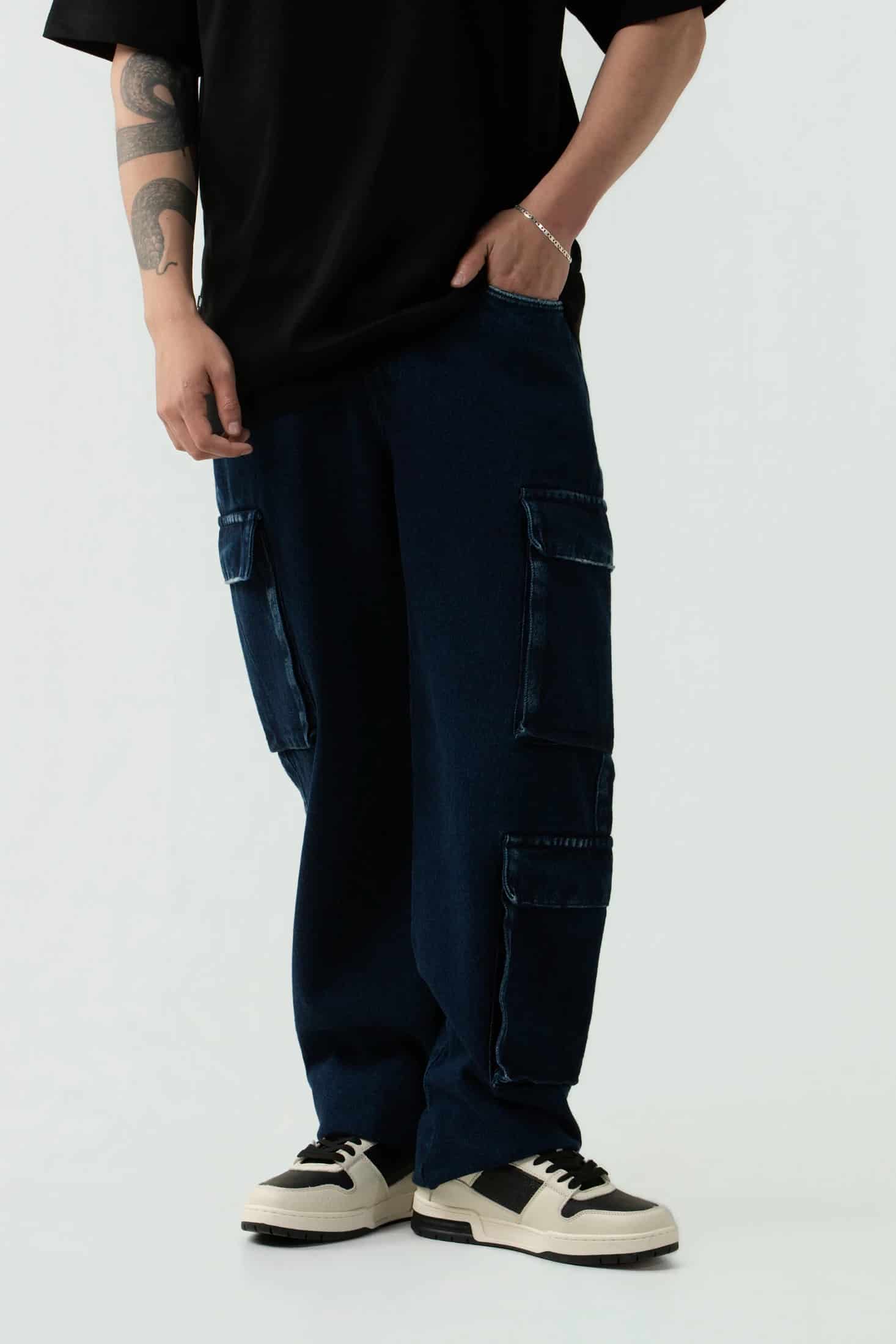 JEAN CARGO COLOR AZUL OSCURO - miniatura 2