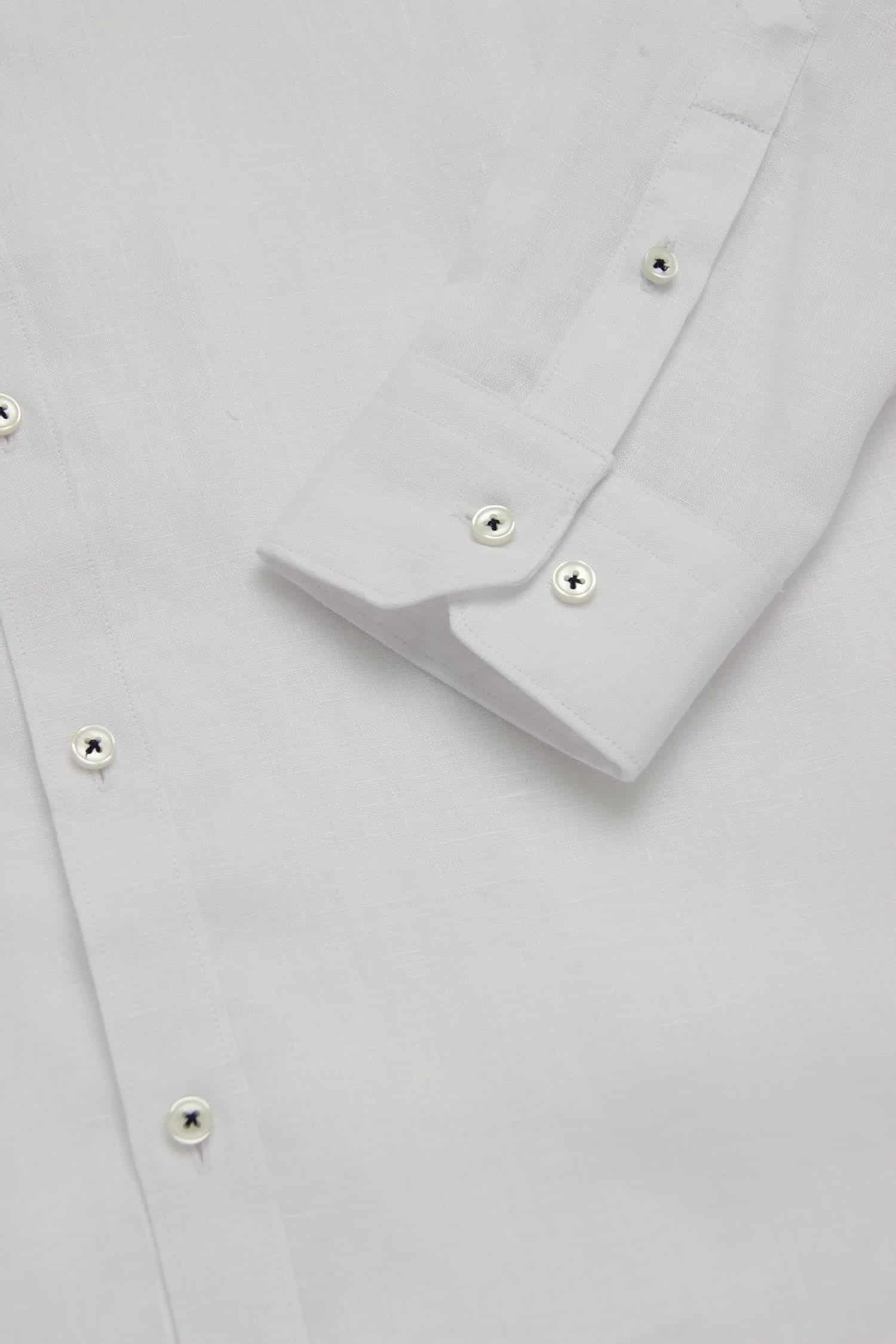 Camisa Cuello Mao Lino Blanco - miniatura 3