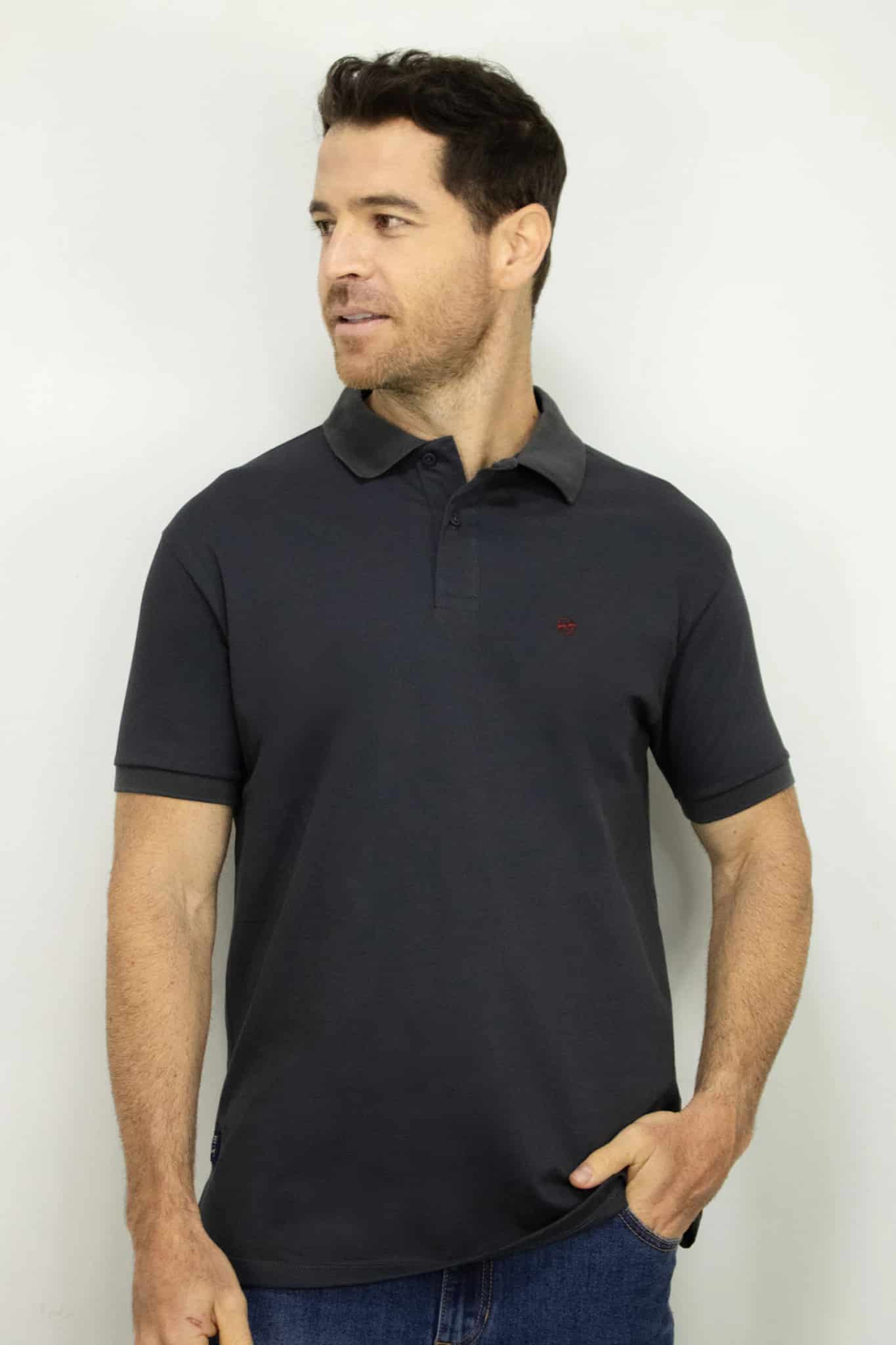 Camiseta Polo Manga Corta Gris Para Hombre - miniatura 1