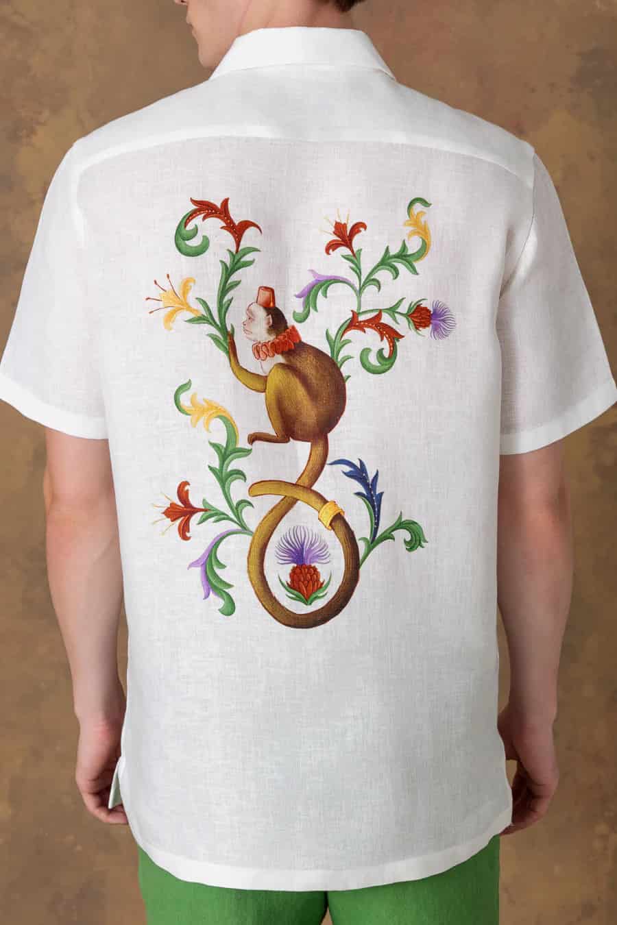 Men's linen shirt bowling satyr white - miniatura 9