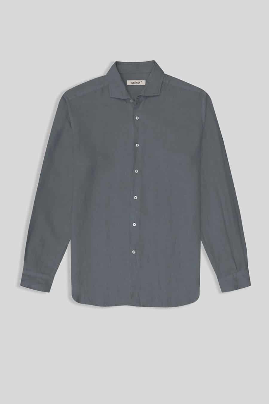 Men's linen shirt smoke basic - miniatura 1