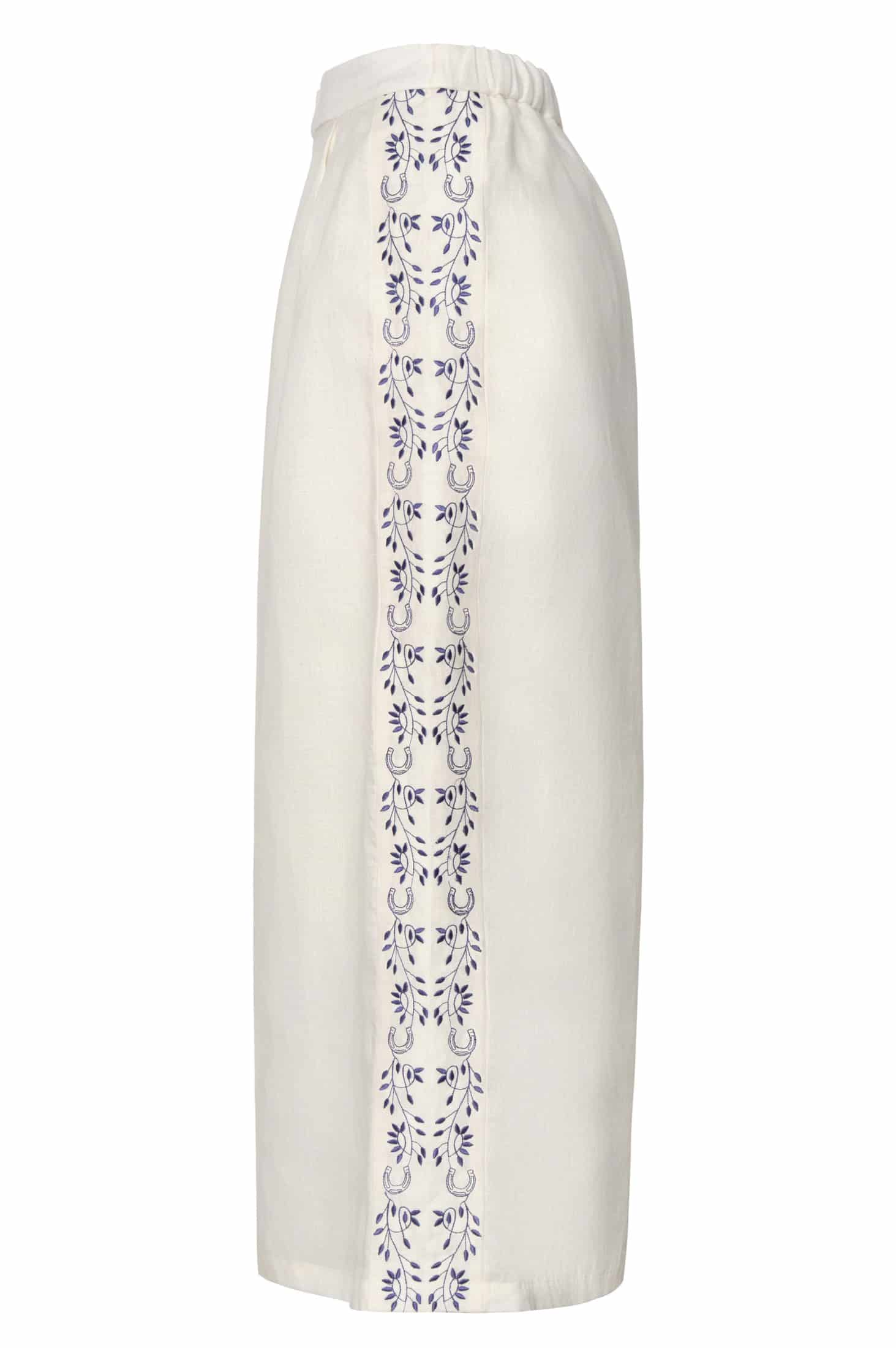 Jared Linen Capri Pants / Ivory Blue Horseshoes - miniatura 3