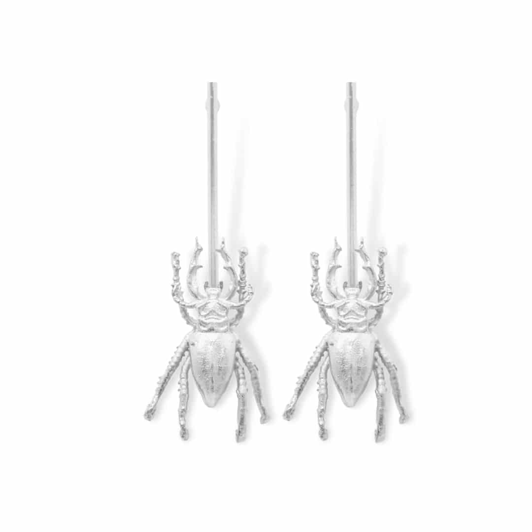 Aretes largos con escarabajo grande - miniatura 3