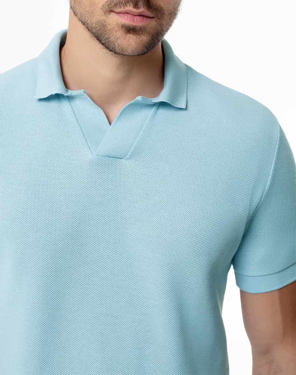 Polo regular tejido de punto algodón azul hombre - miniatura 3