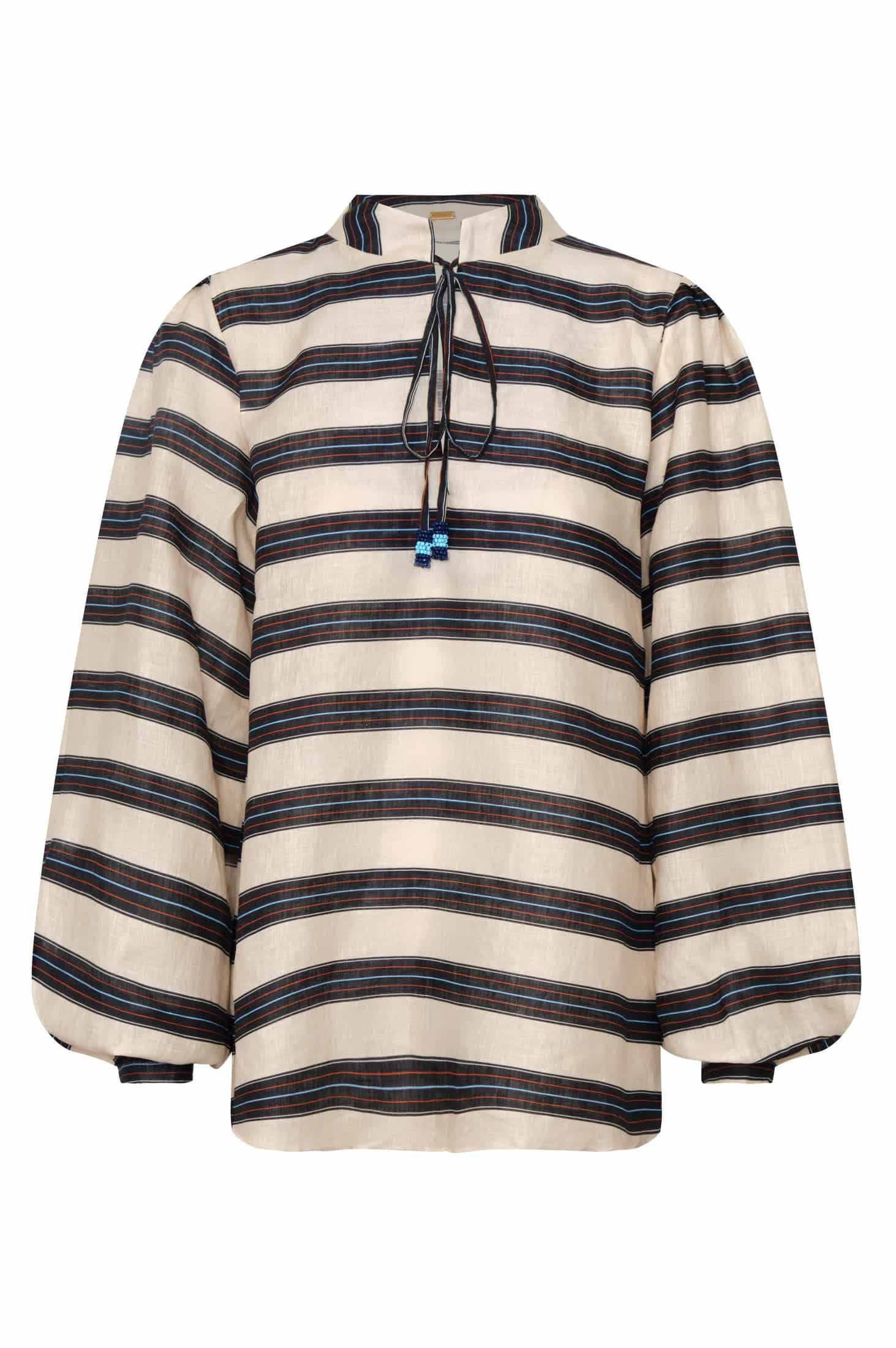 Las Rosas Linen Shirt / Navy Stripes - miniatura 1