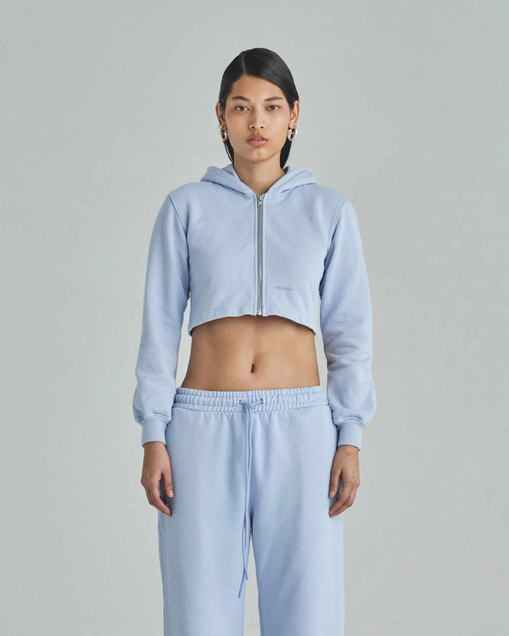W Basics Undergold Zip Up Slim Fit Hoodie Light Blue - miniatura 2