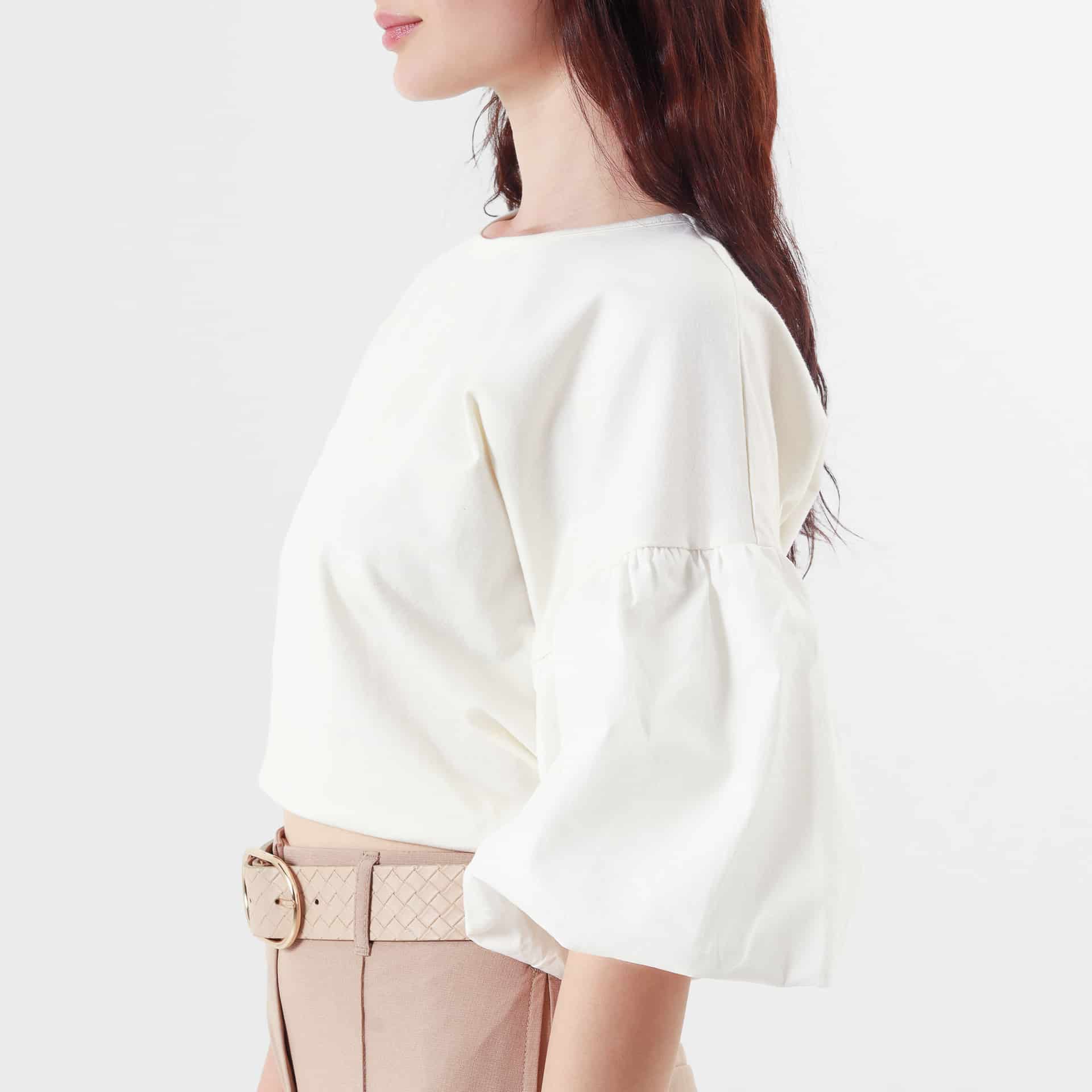 Camiseta crop ancha cuello redondo manga 3/4 para anudar en cintura - miniatura 13