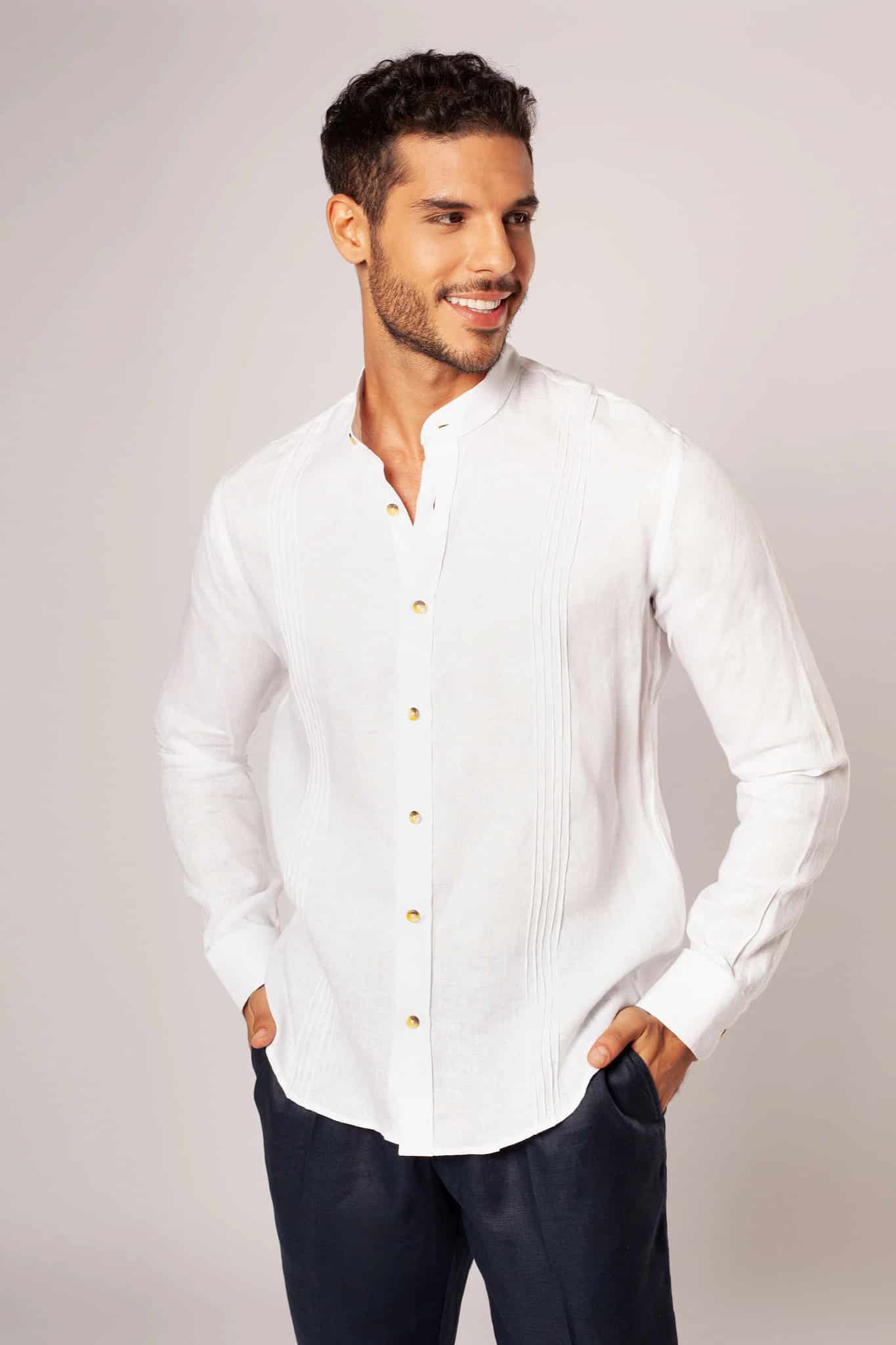Guayabera 100% Lino Cuello Nerú - miniatura 1