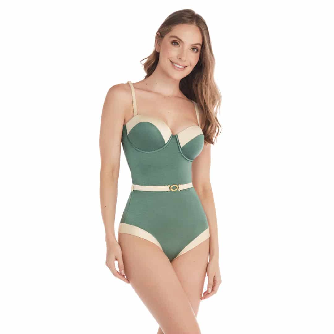 VESTIDO DE BAÑO ENTERO CON SILUETA STRAPLESS - miniatura 3